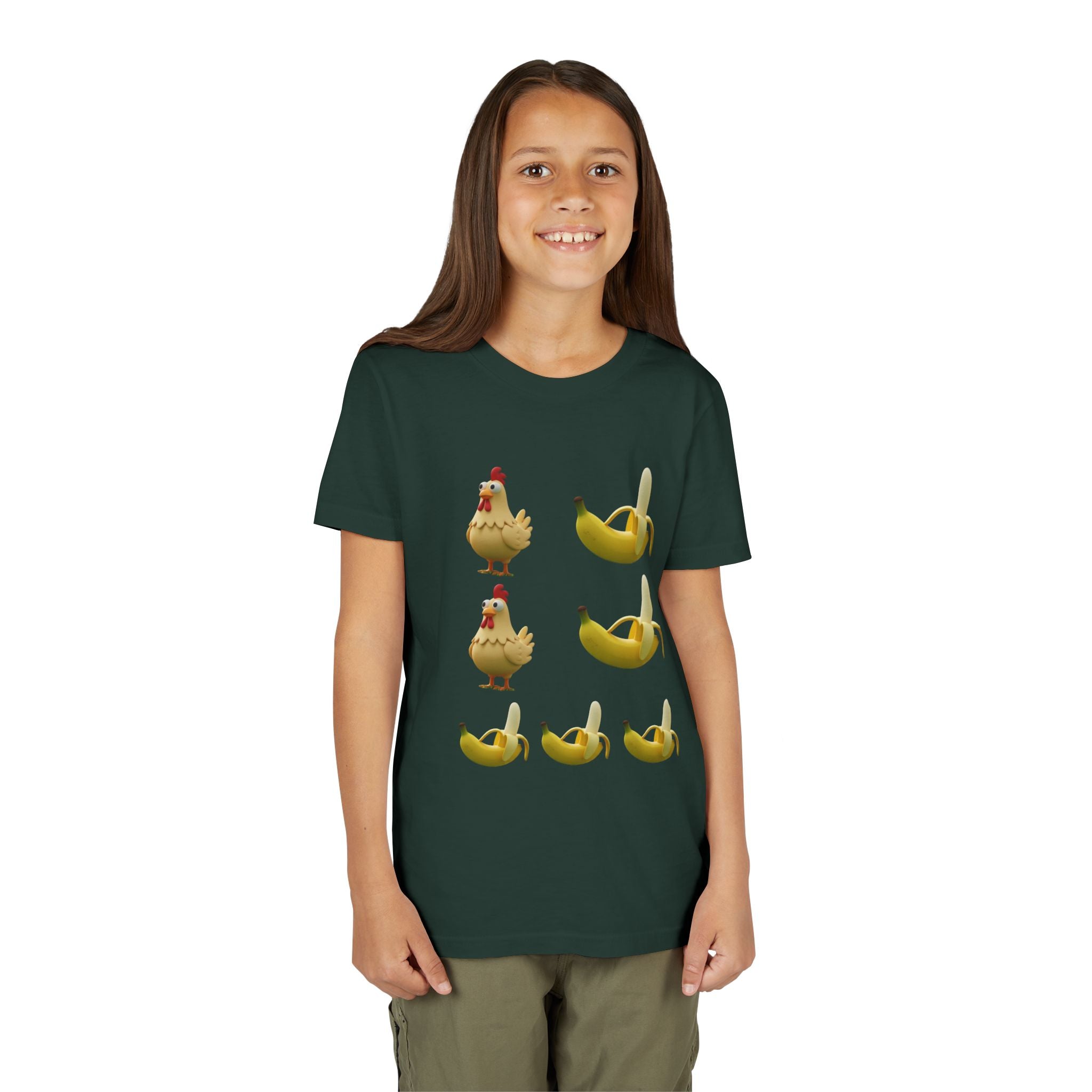 Youth Tee — Funny Chicken and Banana Emoji Pattern Kids T-Shirt