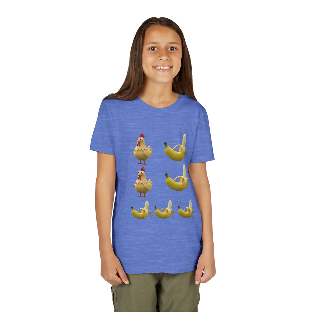 Youth Tee — Funny Chicken and Banana Emoji Pattern Kids T-Shirt