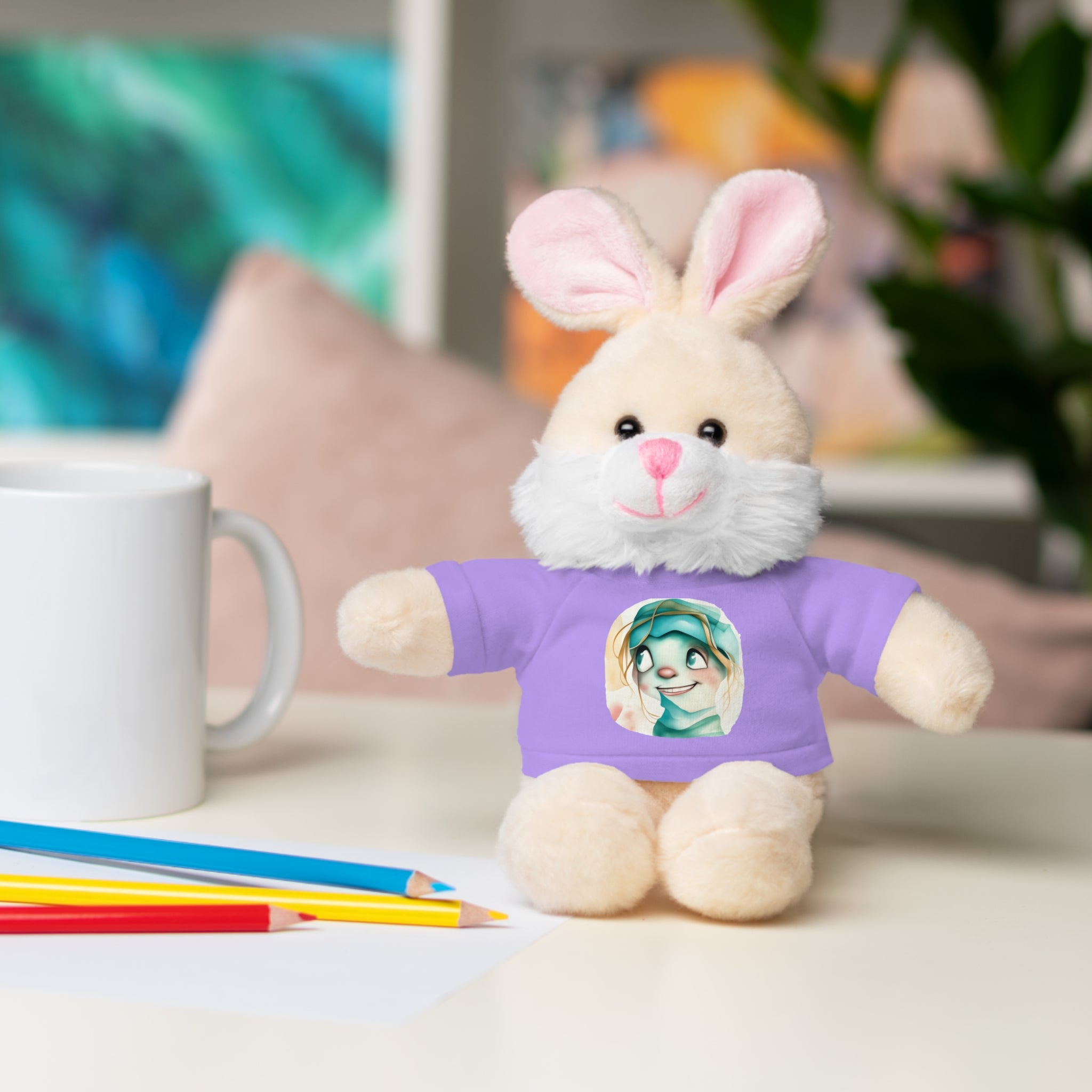 Personalized Plush Bear with Custom Tee — Cute Cartoon Portrait