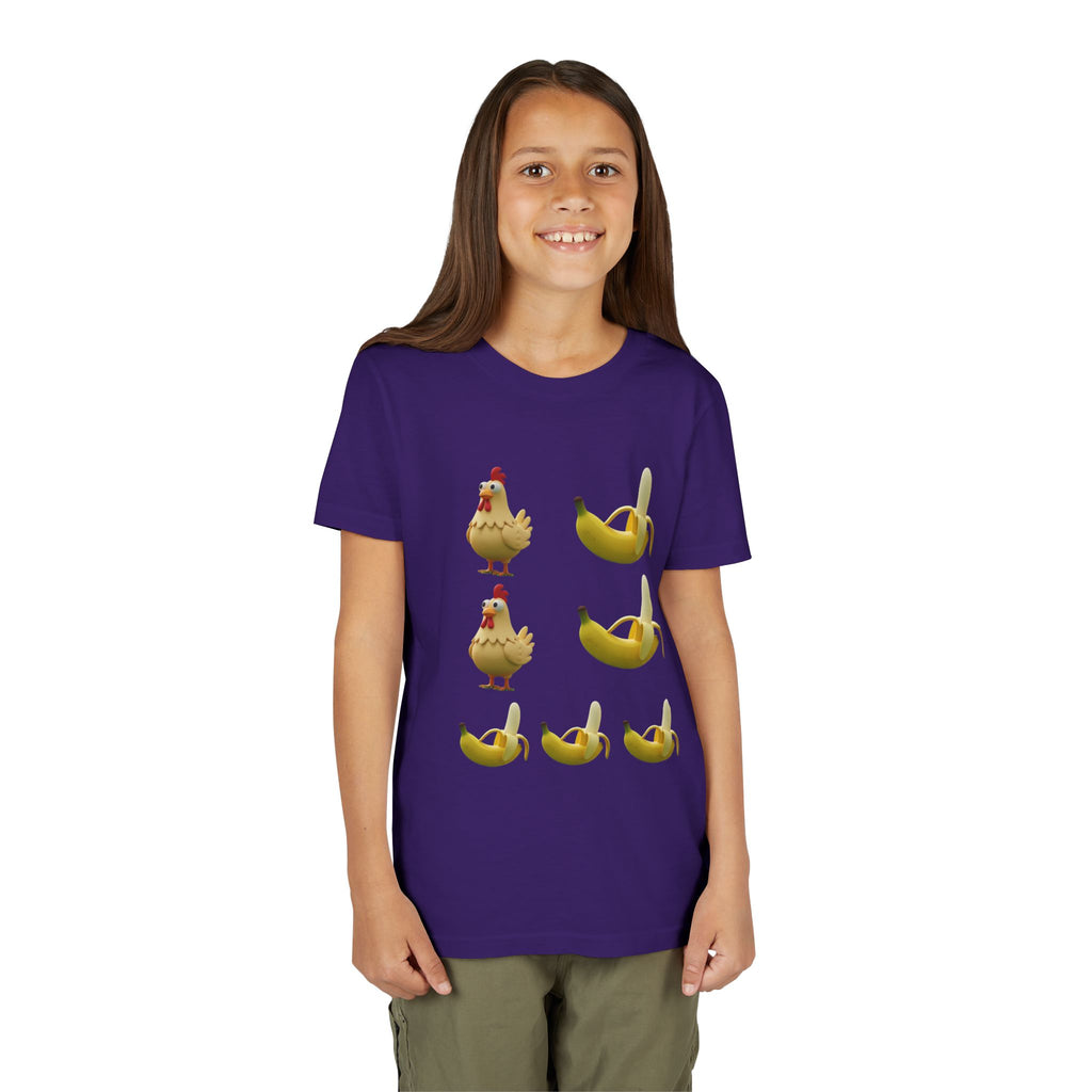 Youth Tee — Funny Chicken and Banana Emoji Pattern Kids T-Shirt