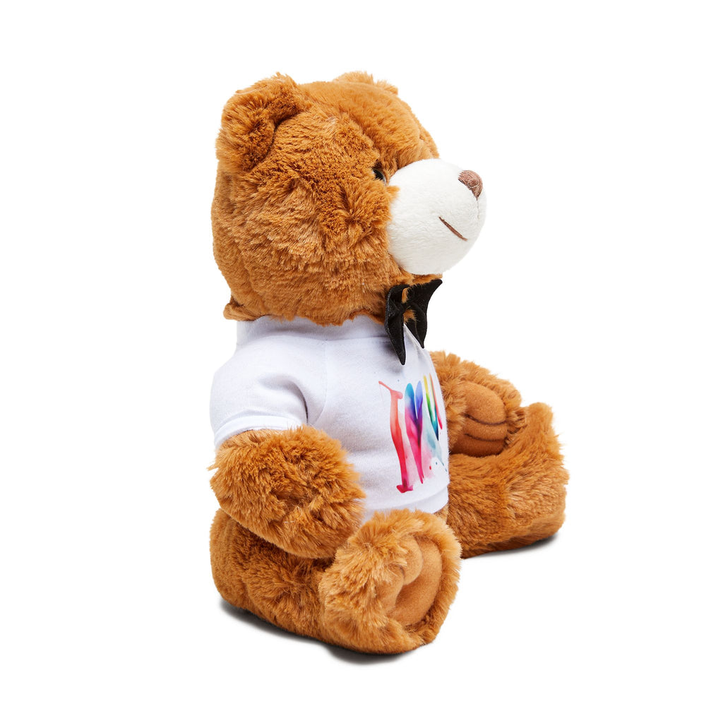 Plush Teddy Bear with Rainbow T-Shirt — Cute Gift for Kids & Valentine's