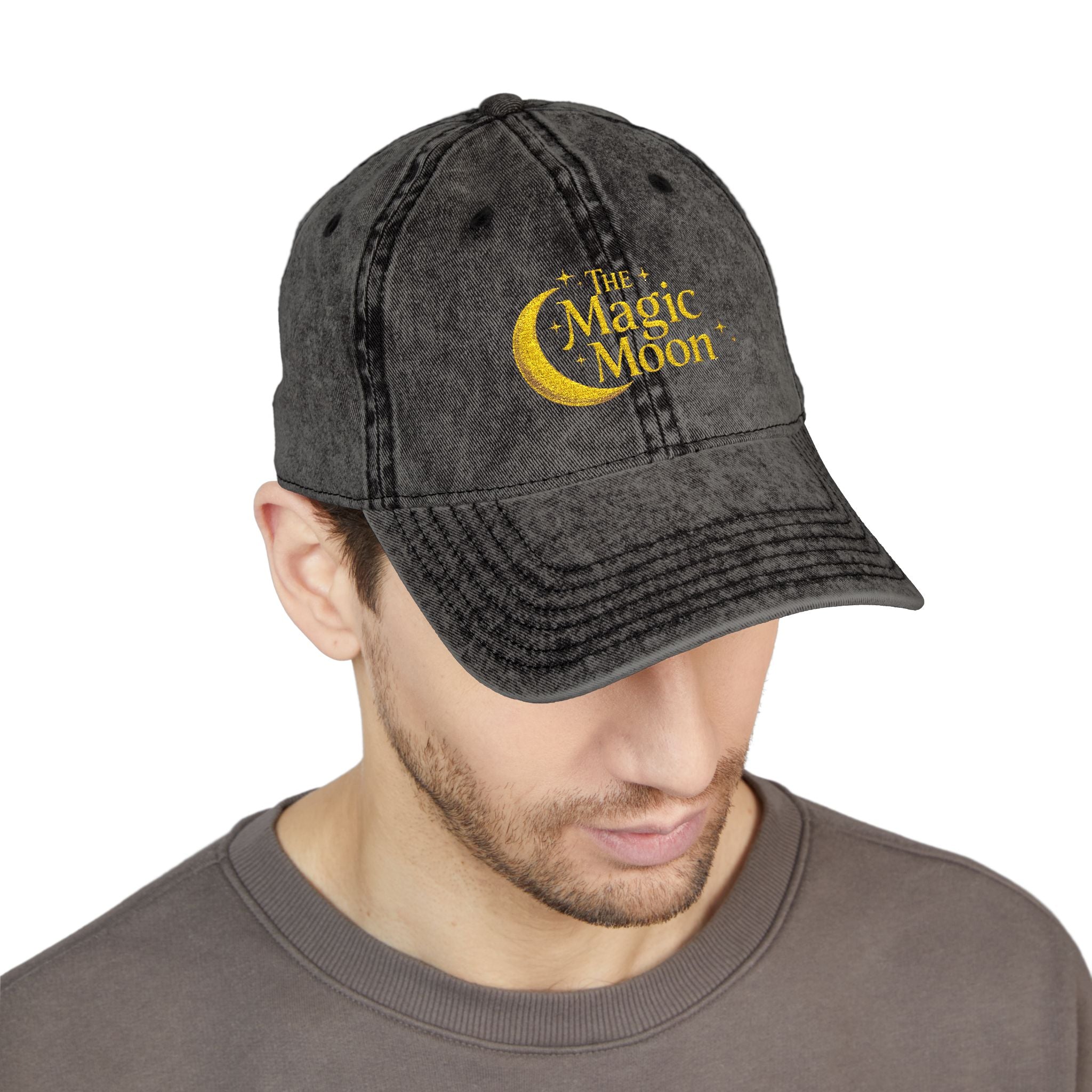 Vintage Embroidered Cap – "The Magic Moon" Distressed Baseball Hat