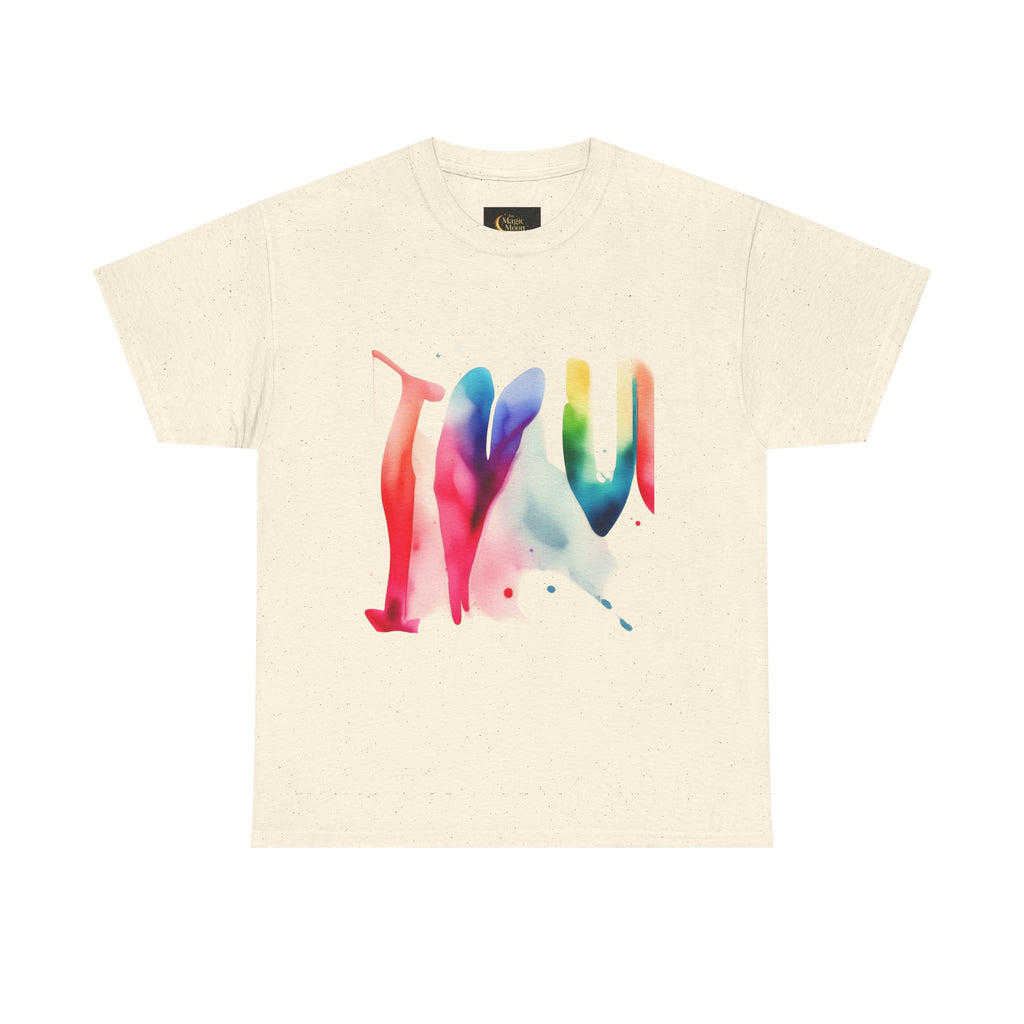 T-Shirt — Watercolor Rainbow Heart Design