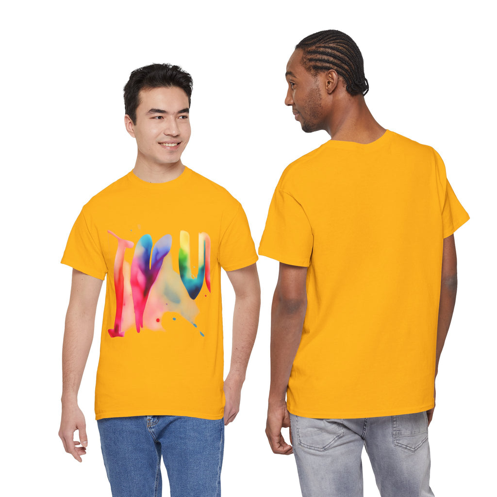 T-Shirt — Watercolor Rainbow Heart Design