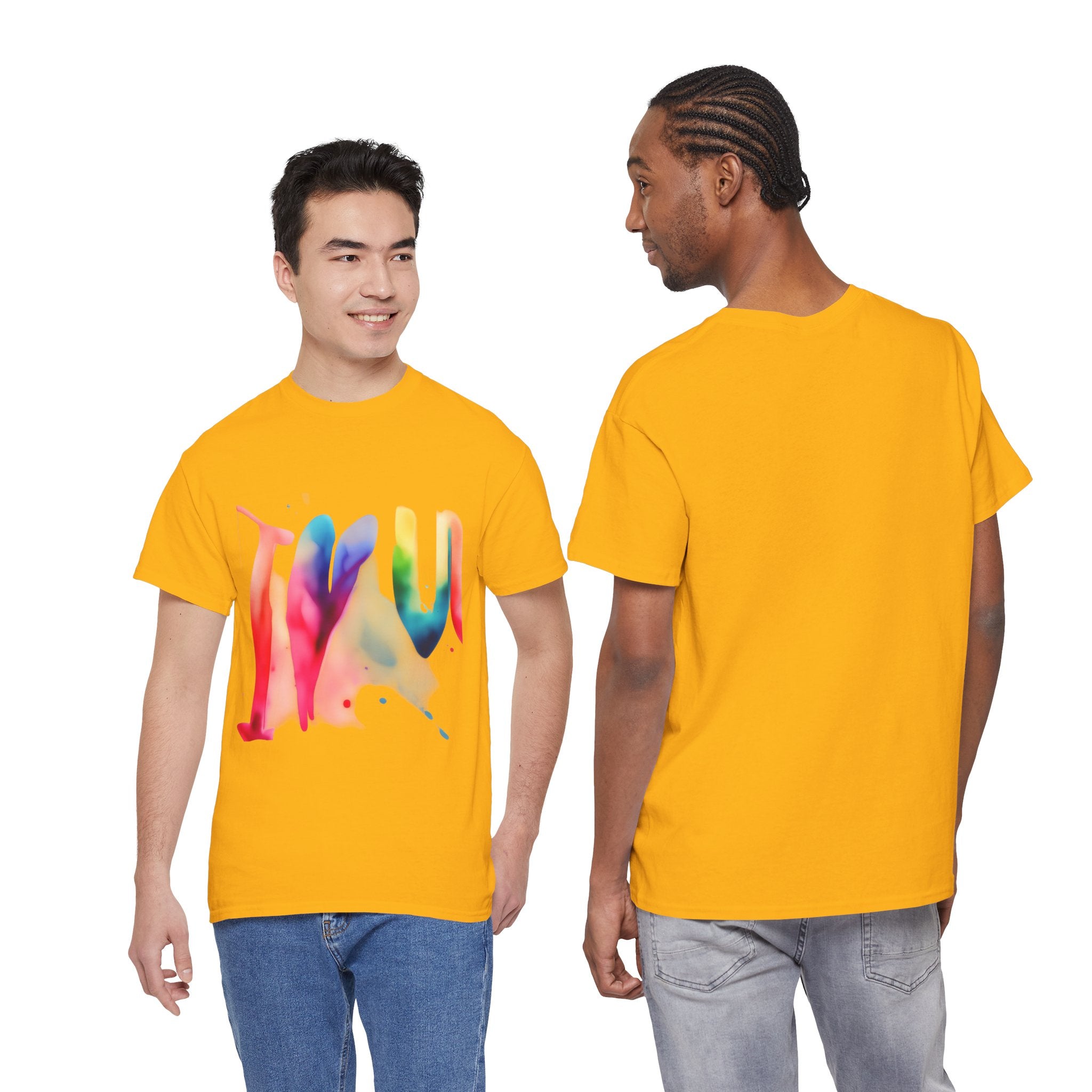 T-Shirt — Watercolor Rainbow Heart Design