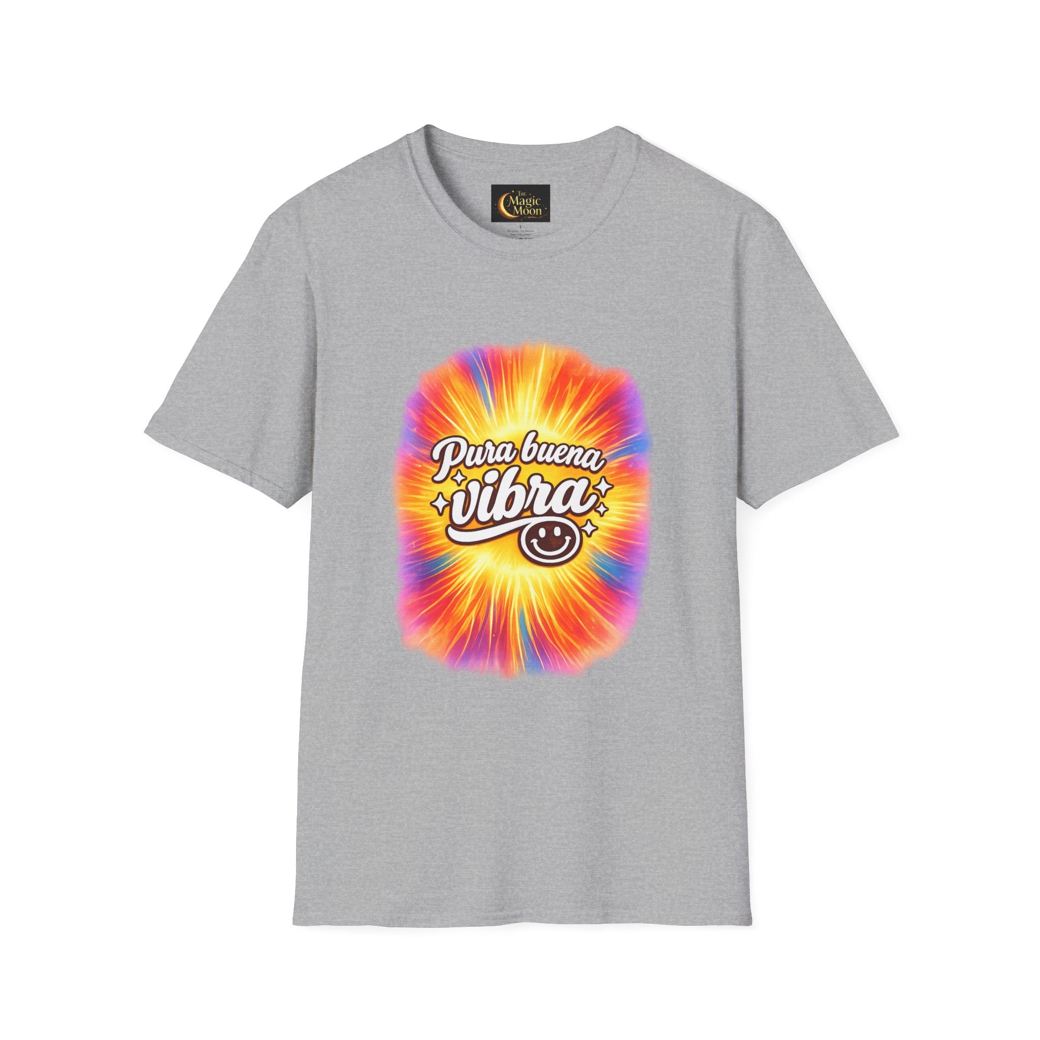 Pura Buena Vibra T-Shirt — Rainbow Tie-Dye Smile Tee