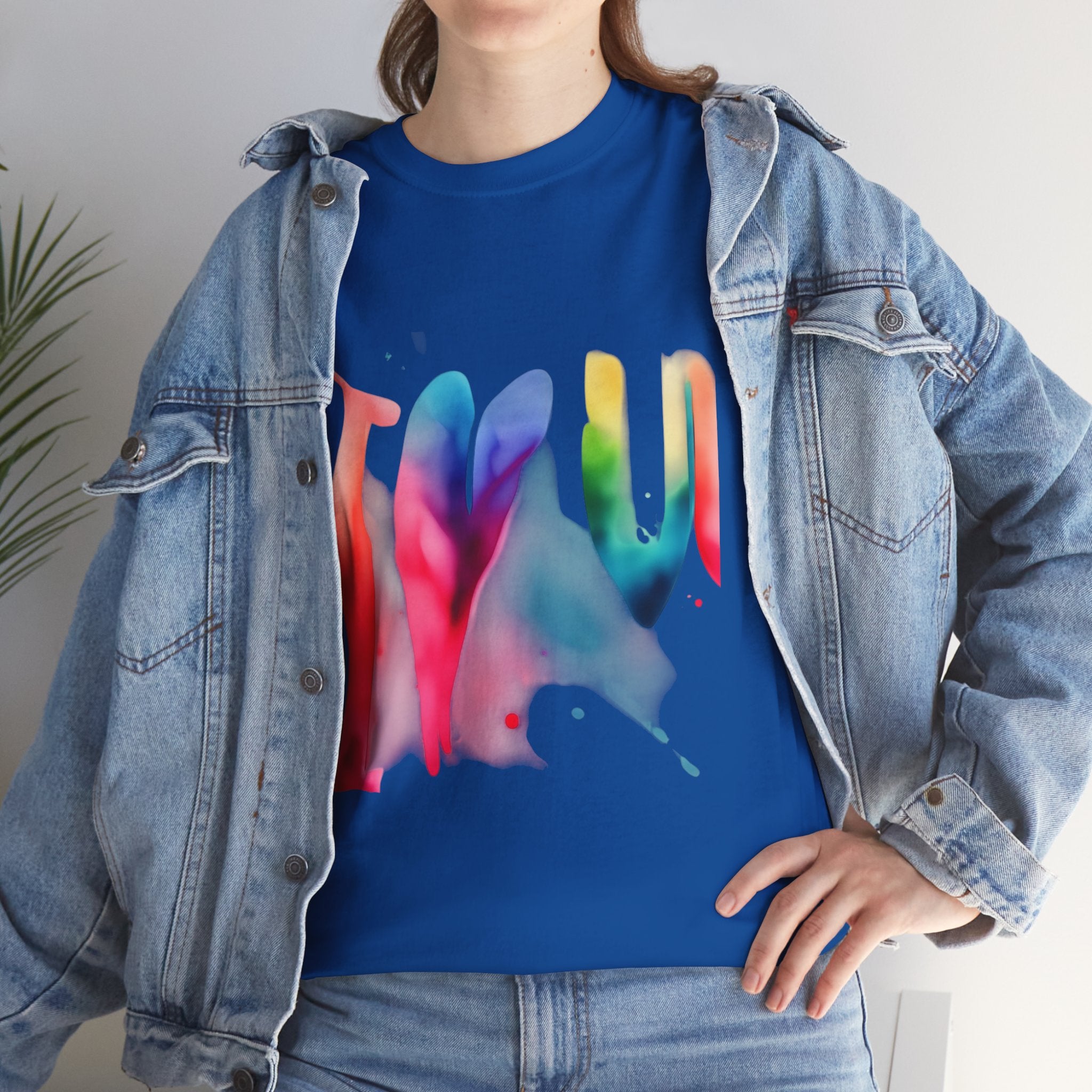 T-Shirt — Watercolor Rainbow Heart Design