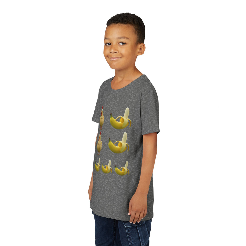 Youth Tee — Funny Chicken and Banana Emoji Pattern Kids T-Shirt