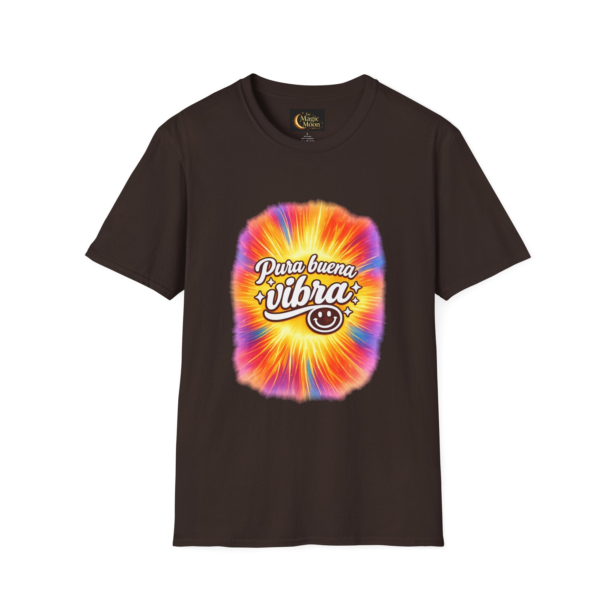 Pura Buena Vibra T-Shirt — Rainbow Tie-Dye Smile Tee