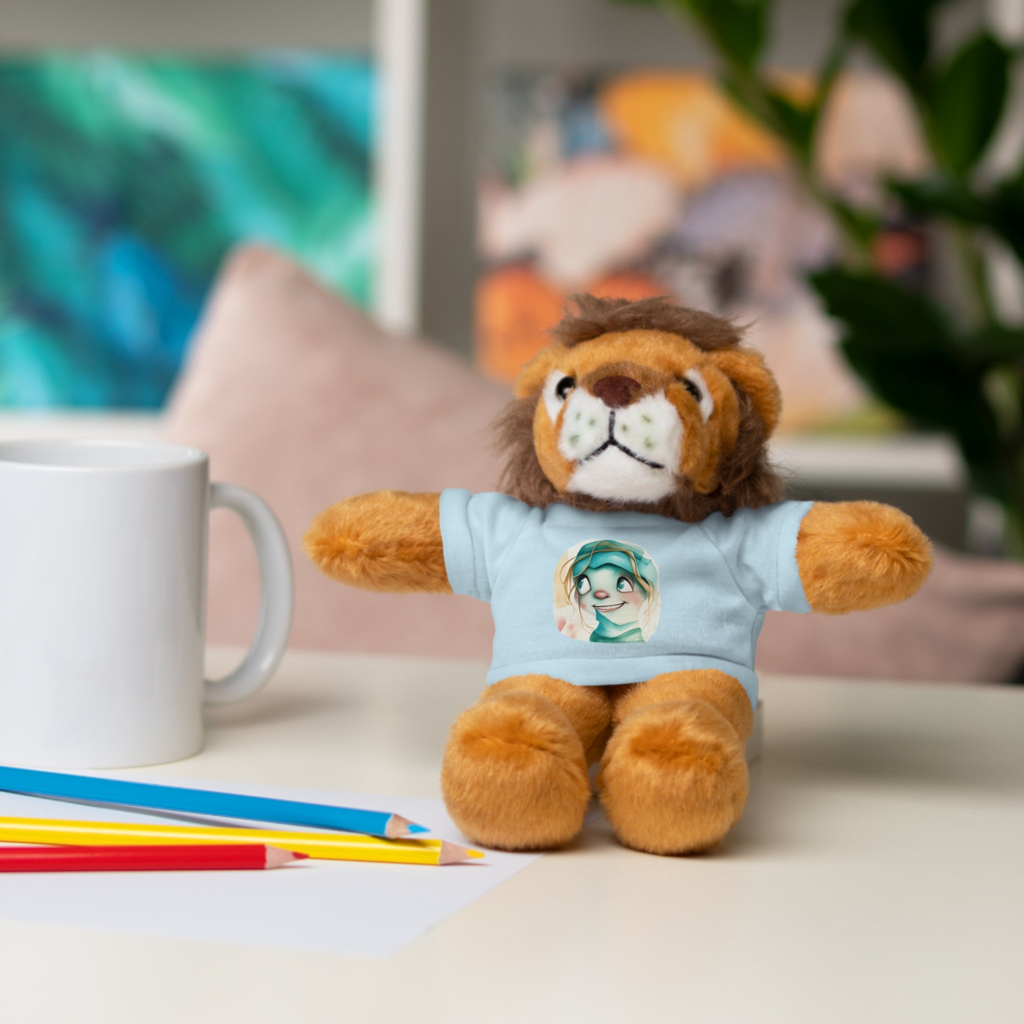 Personalized Plush Bear with Custom Tee — Cute Cartoon Portrait
