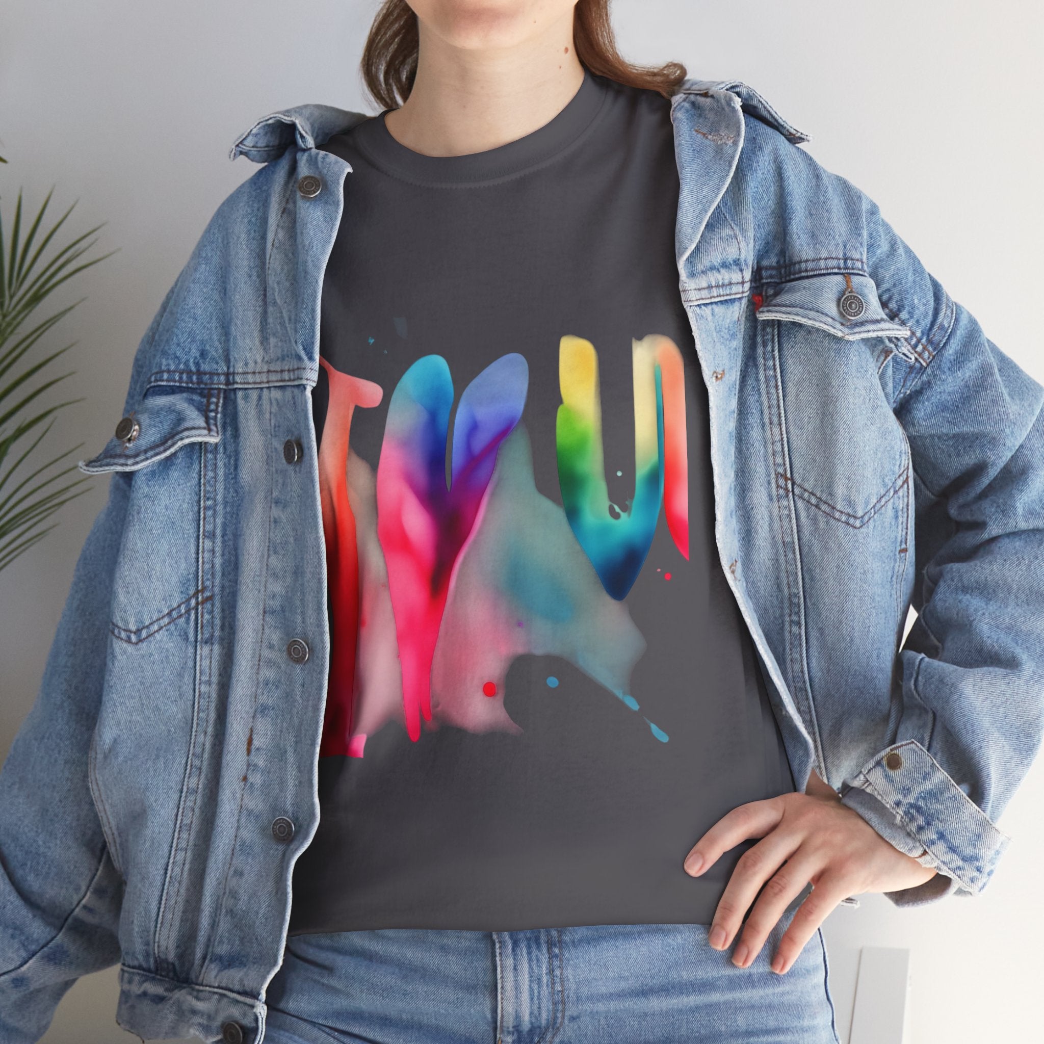 T-Shirt — Watercolor Rainbow Heart Design