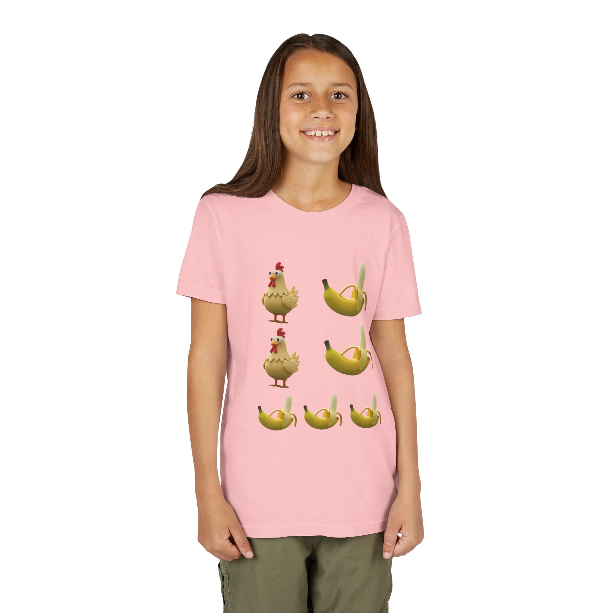Youth Tee — Funny Chicken and Banana Emoji Pattern Kids T-Shirt