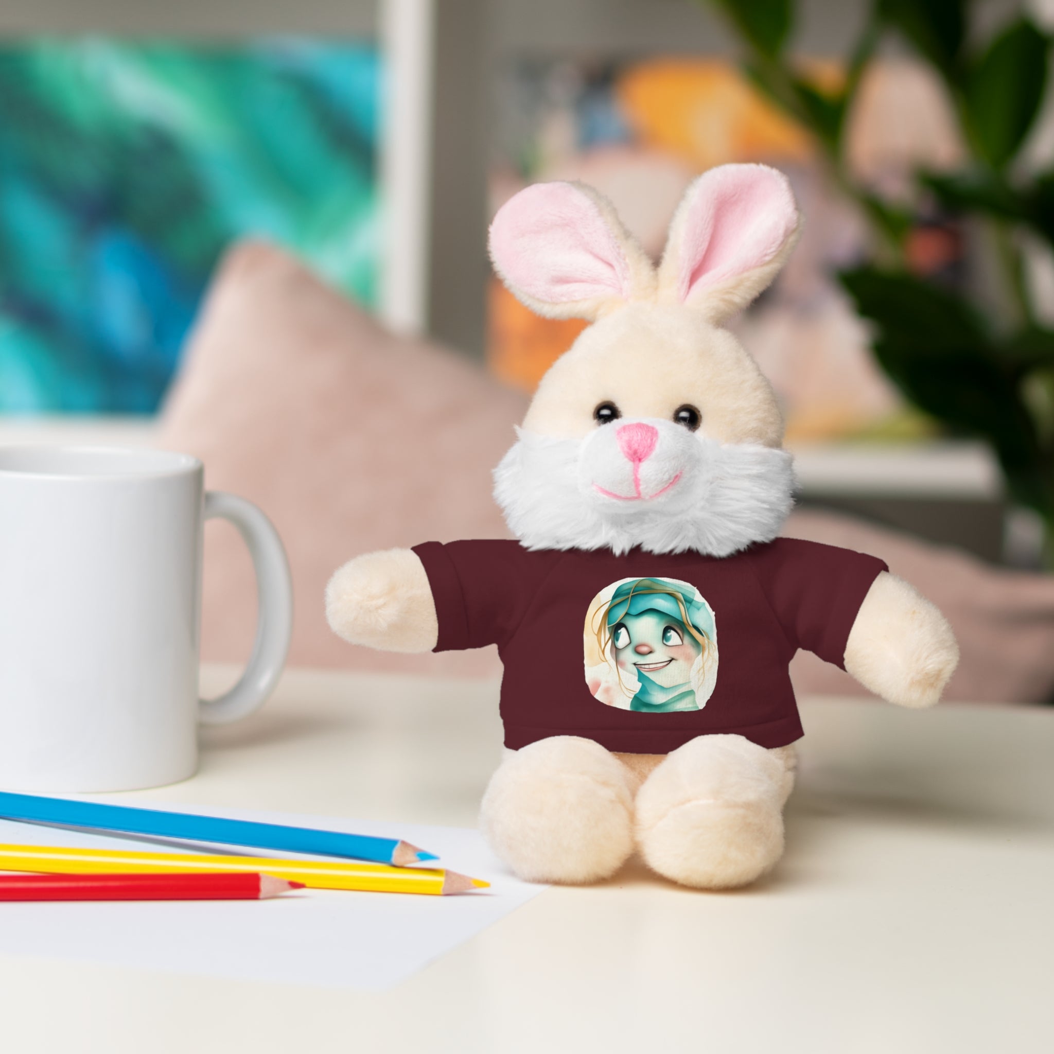 Personalized Plush Bear with Custom Tee — Cute Cartoon Portrait