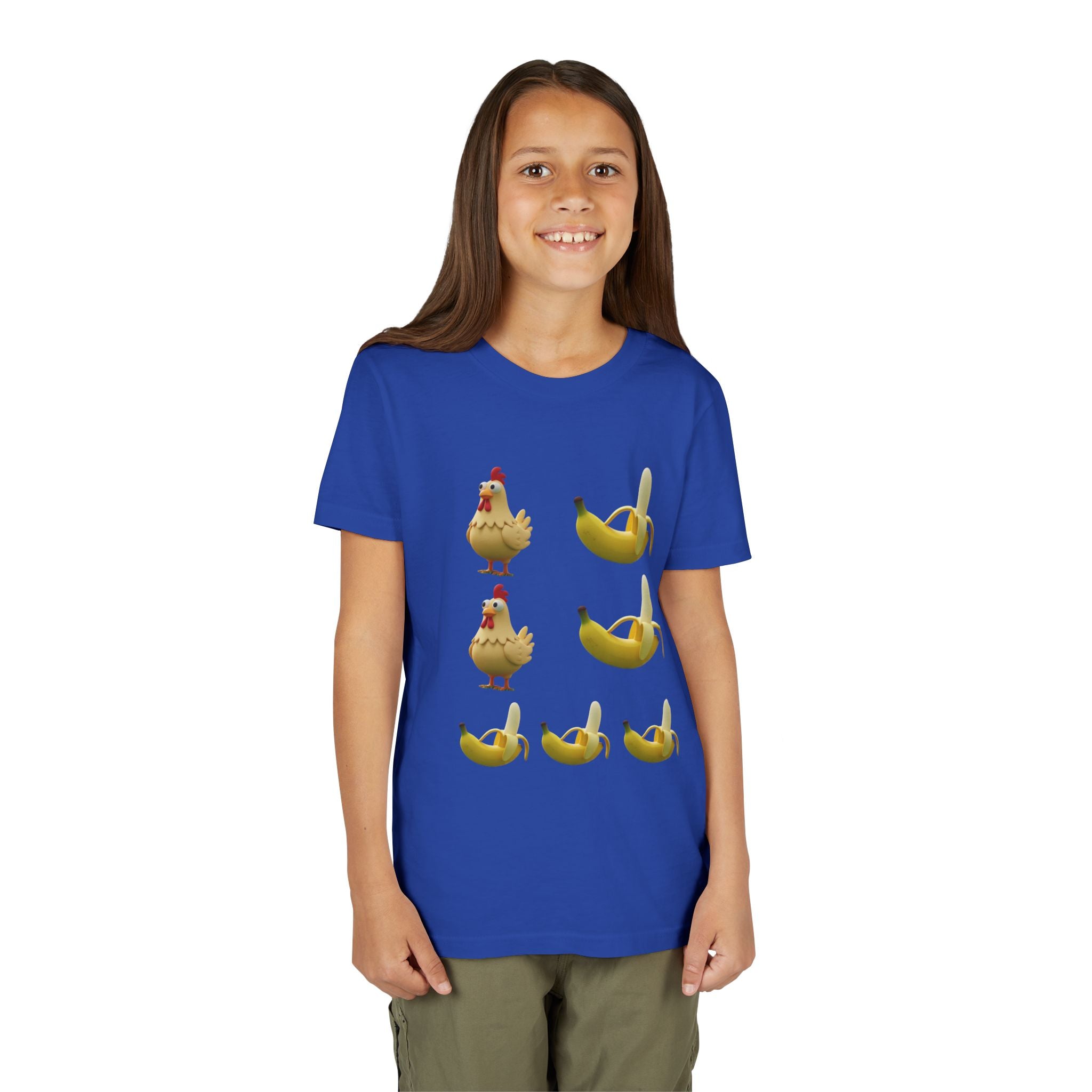 Youth Tee — Funny Chicken and Banana Emoji Pattern Kids T-Shirt