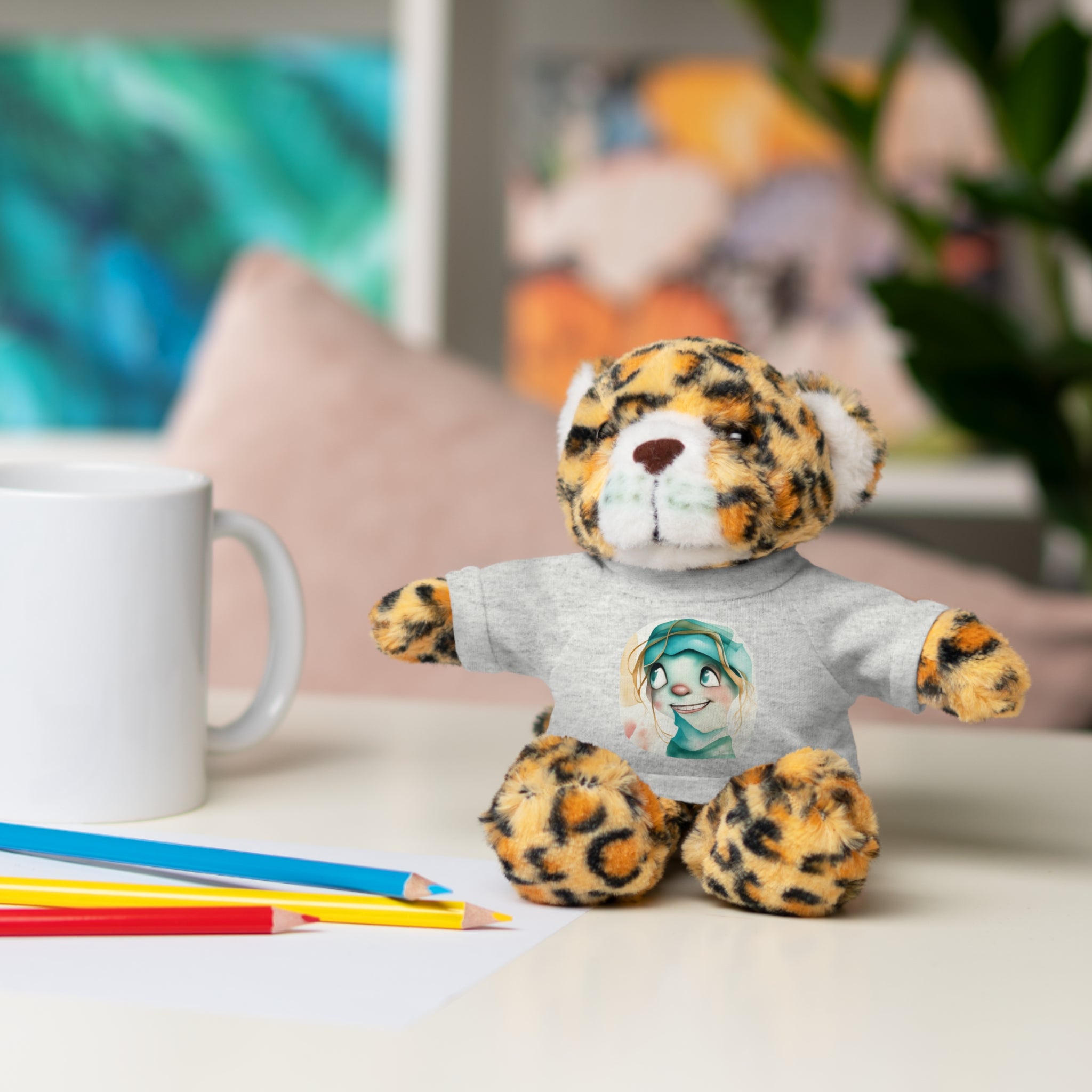 Personalized Plush Bear with Custom Tee — Cute Cartoon Portrait