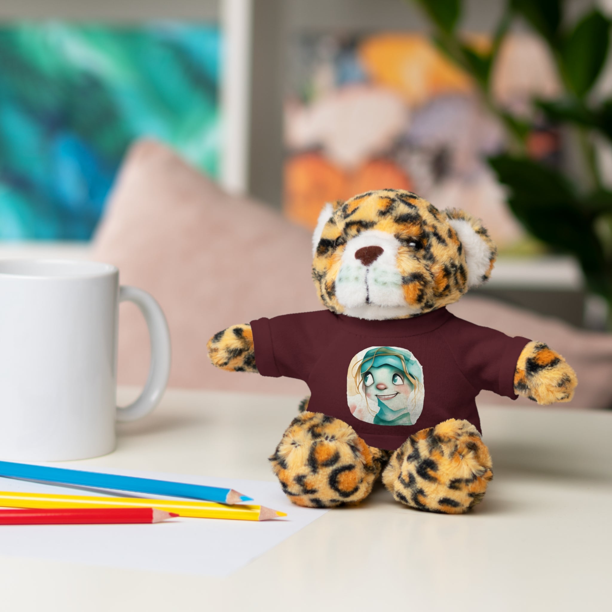 Personalized Plush Bear with Custom Tee — Cute Cartoon Portrait