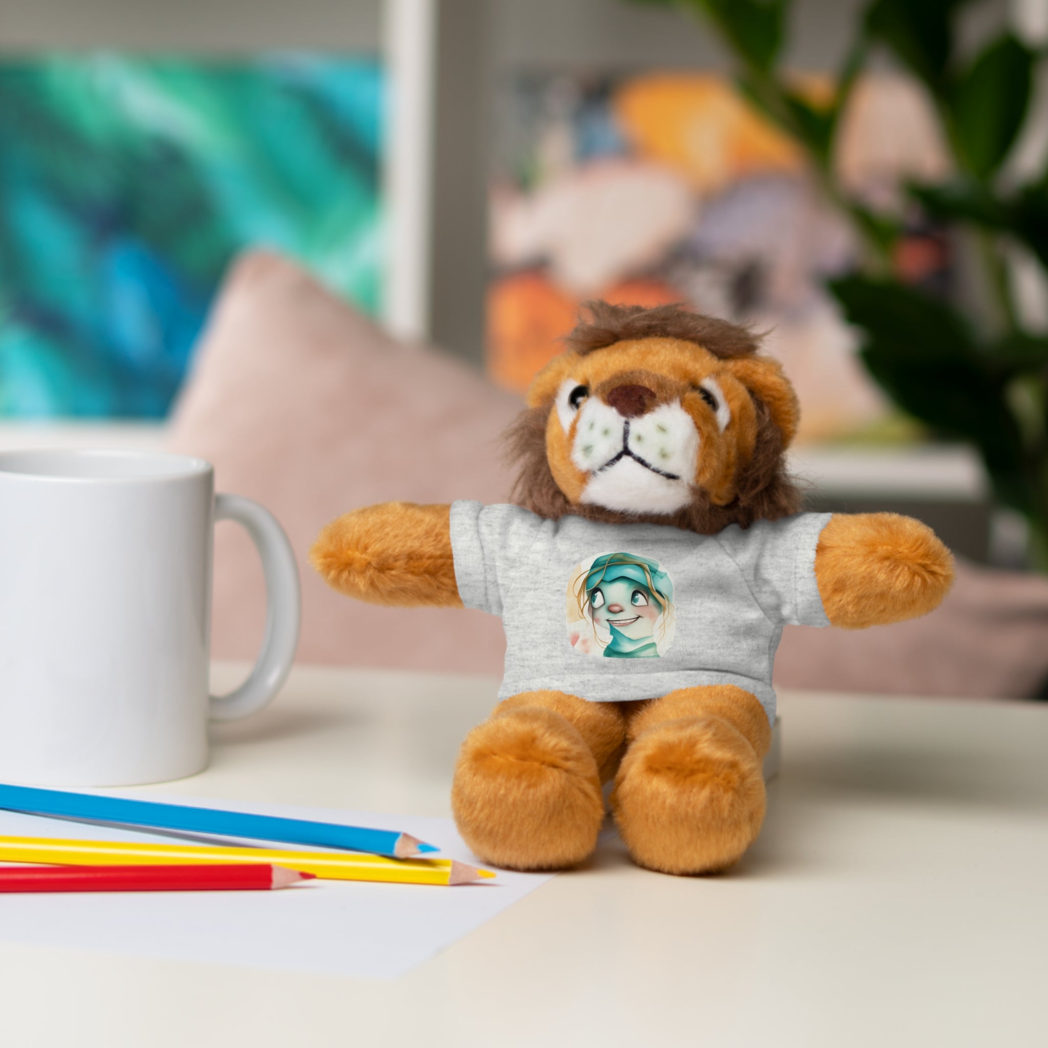 Personalized Plush Bear with Custom Tee — Cute Cartoon Portrait