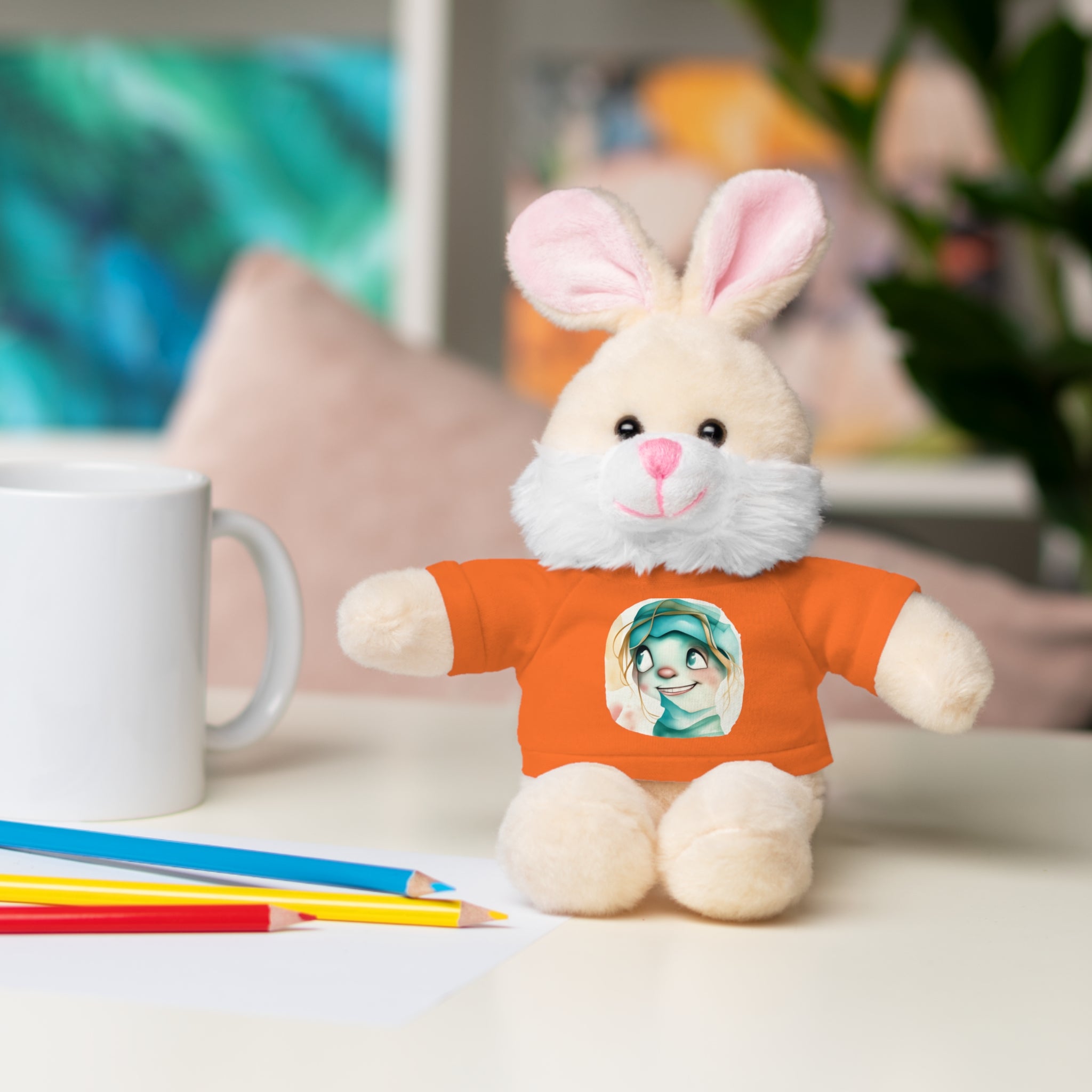 Personalized Plush Bear with Custom Tee — Cute Cartoon Portrait