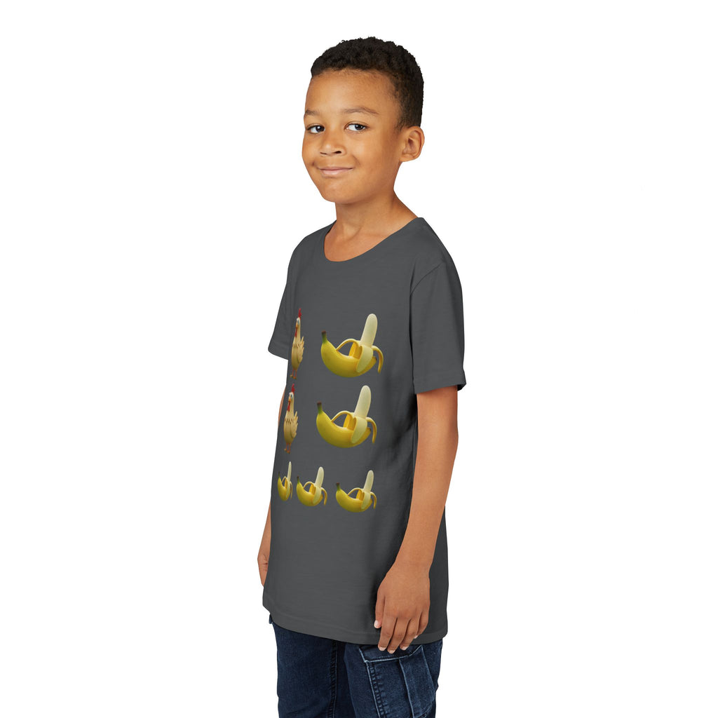 Youth Tee — Funny Chicken and Banana Emoji Pattern Kids T-Shirt