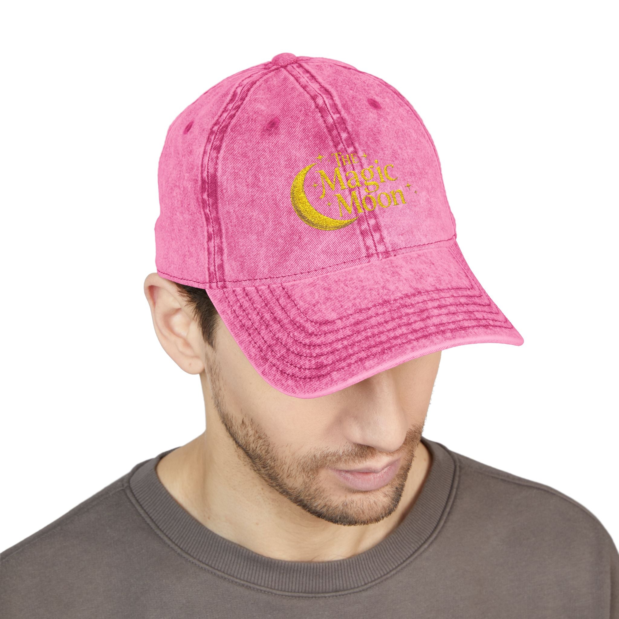 Vintage Embroidered Cap – "The Magic Moon" Distressed Baseball Hat