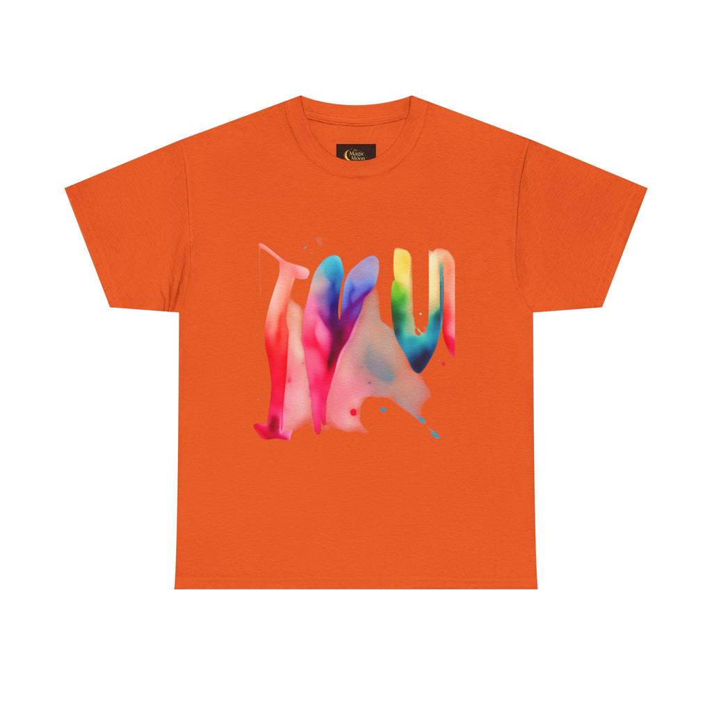 T-Shirt — Watercolor Rainbow Heart Design