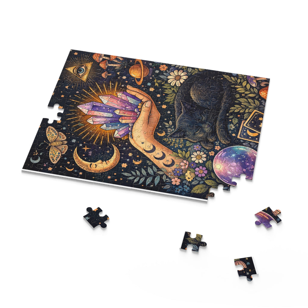 Mystic Crystal & Cat Puzzle — Spiritual 120/252/500-Piece Jigsaw