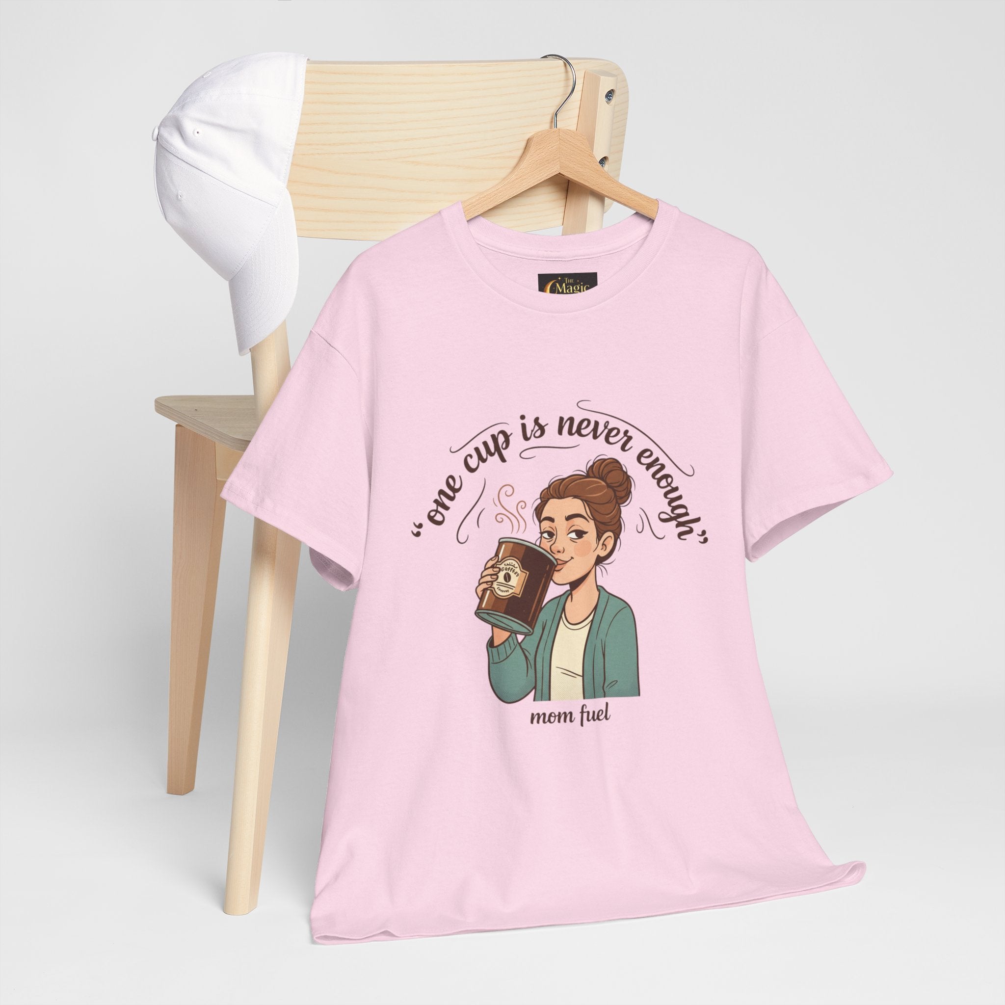 Coffee Lover Tee — "One Cup Is Never Enough" Mom Fuel Graphic Shirt