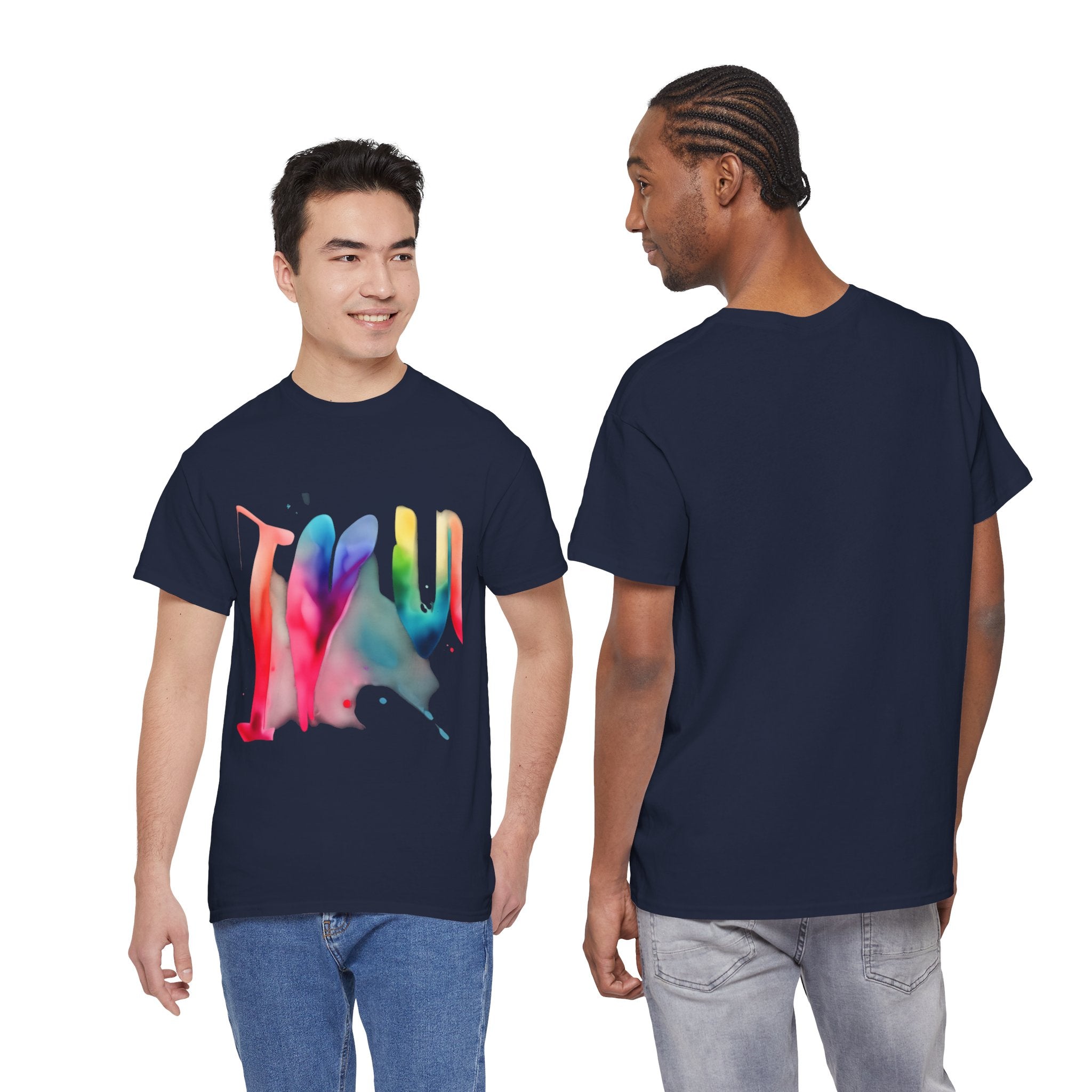T-Shirt — Watercolor Rainbow Heart Design