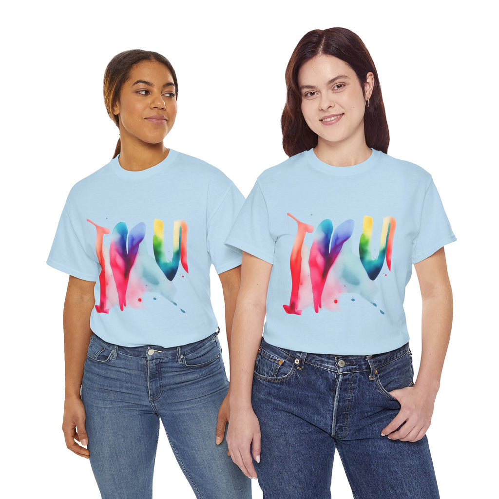 T-Shirt — Watercolor Rainbow Heart Design