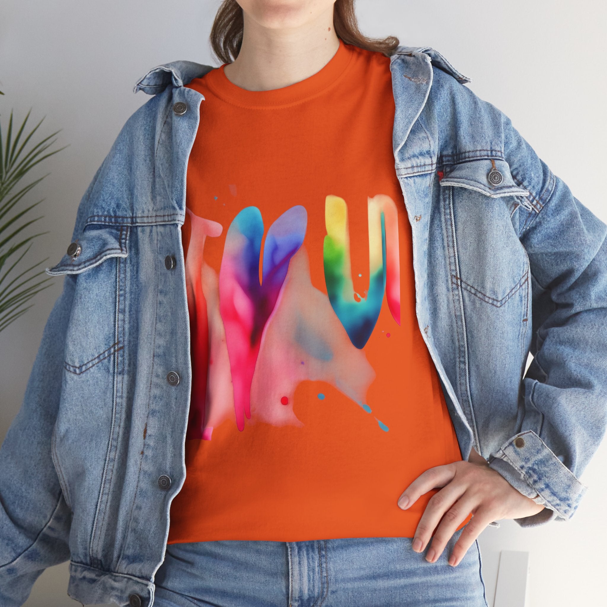 T-Shirt — Watercolor Rainbow Heart Design