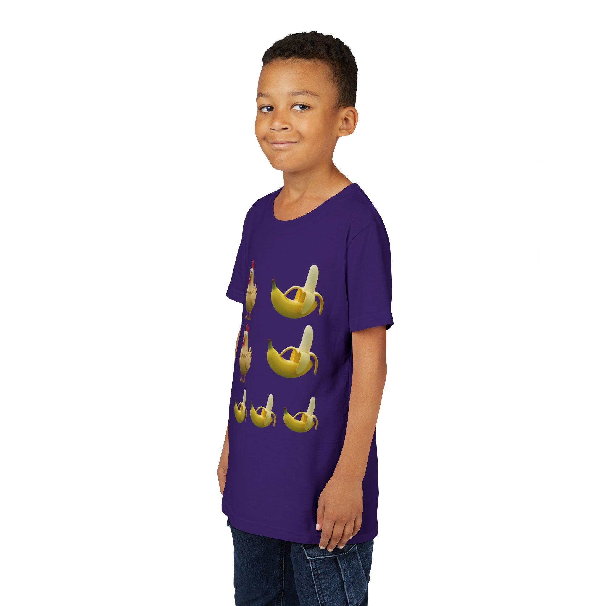 Youth Tee — Funny Chicken and Banana Emoji Pattern Kids T-Shirt