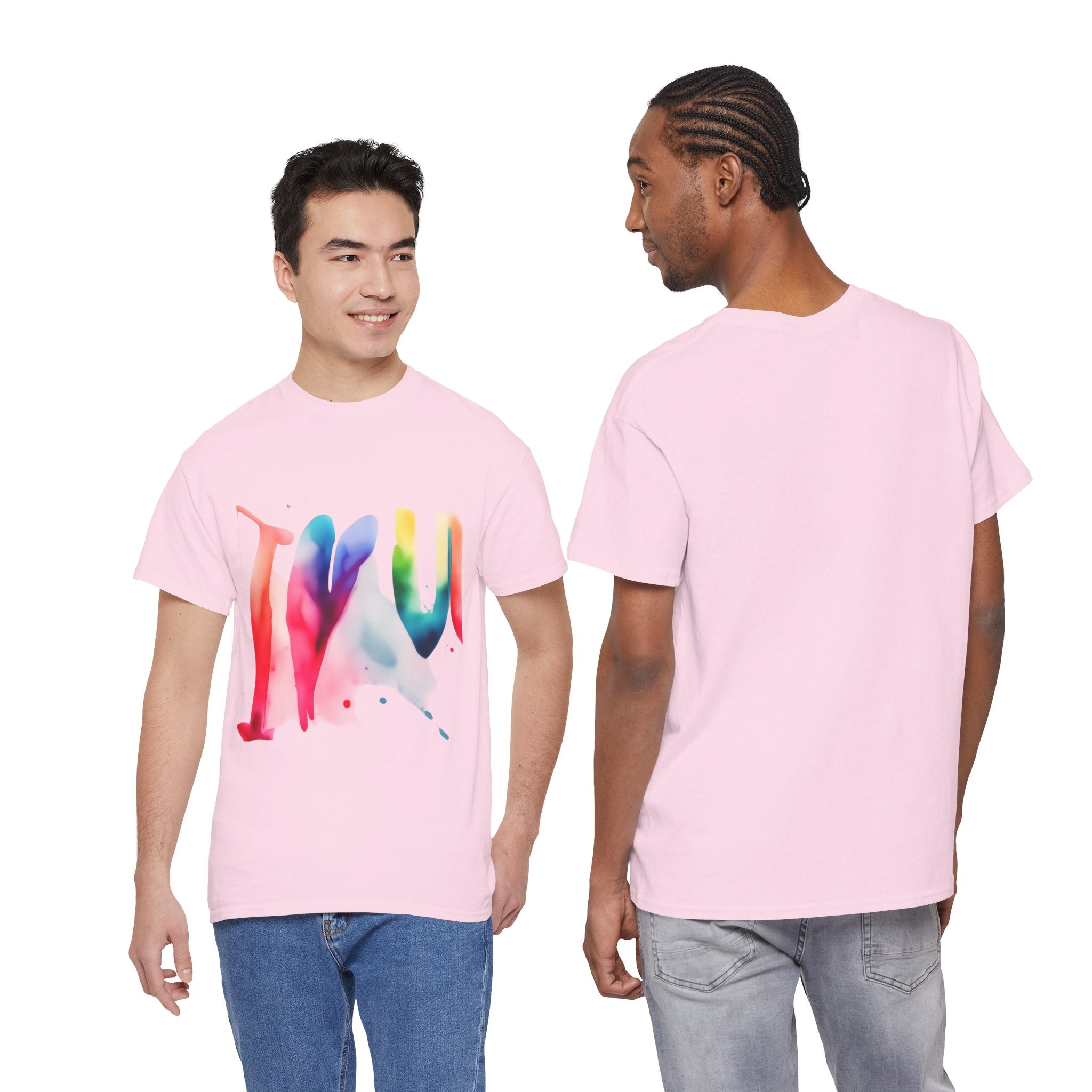T-Shirt — Watercolor Rainbow Heart Design