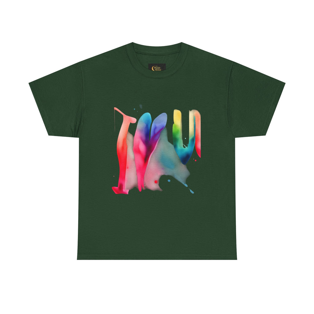 T-Shirt — Watercolor Rainbow Heart Design
