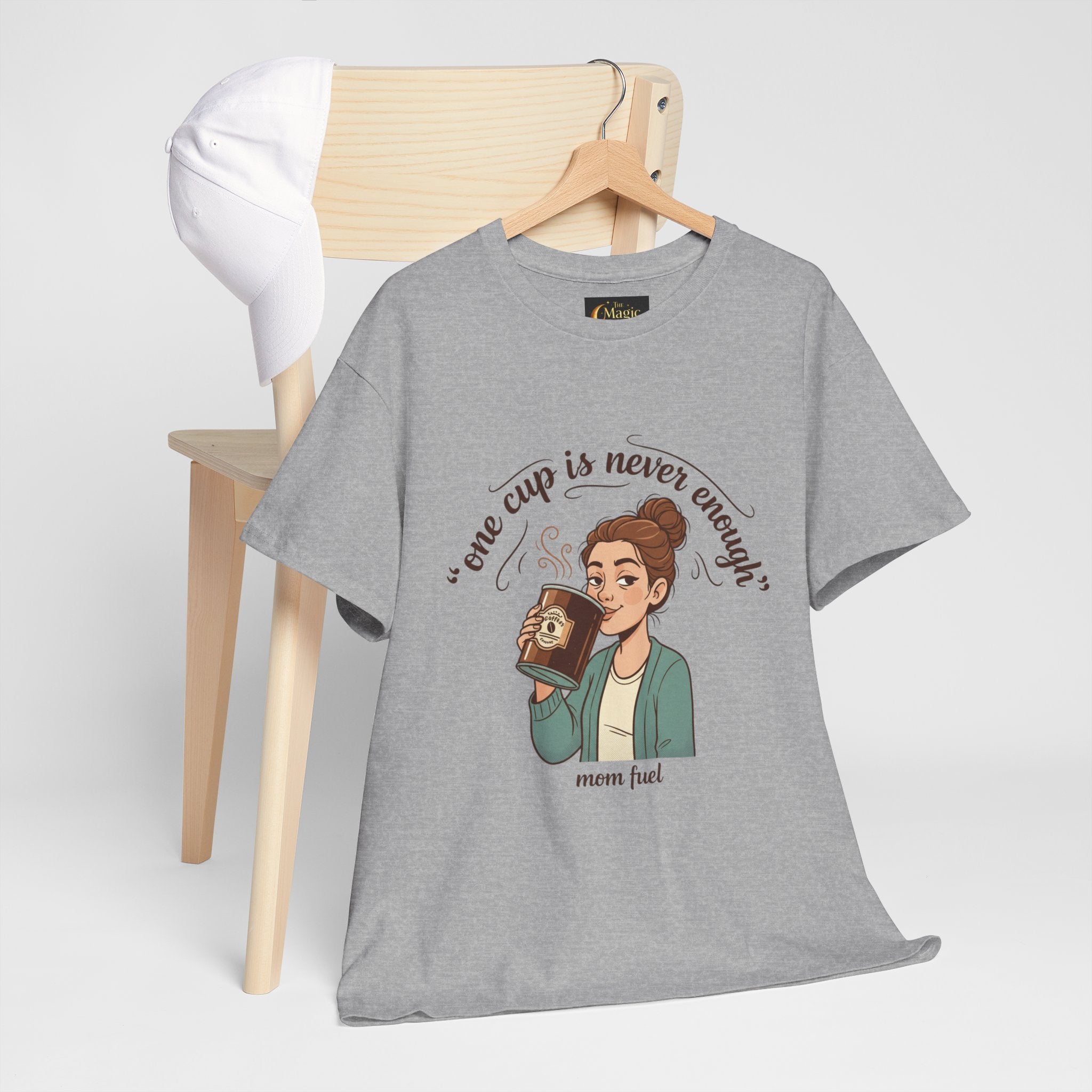 Coffee Lover Tee — "One Cup Is Never Enough" Mom Fuel Graphic Shirt