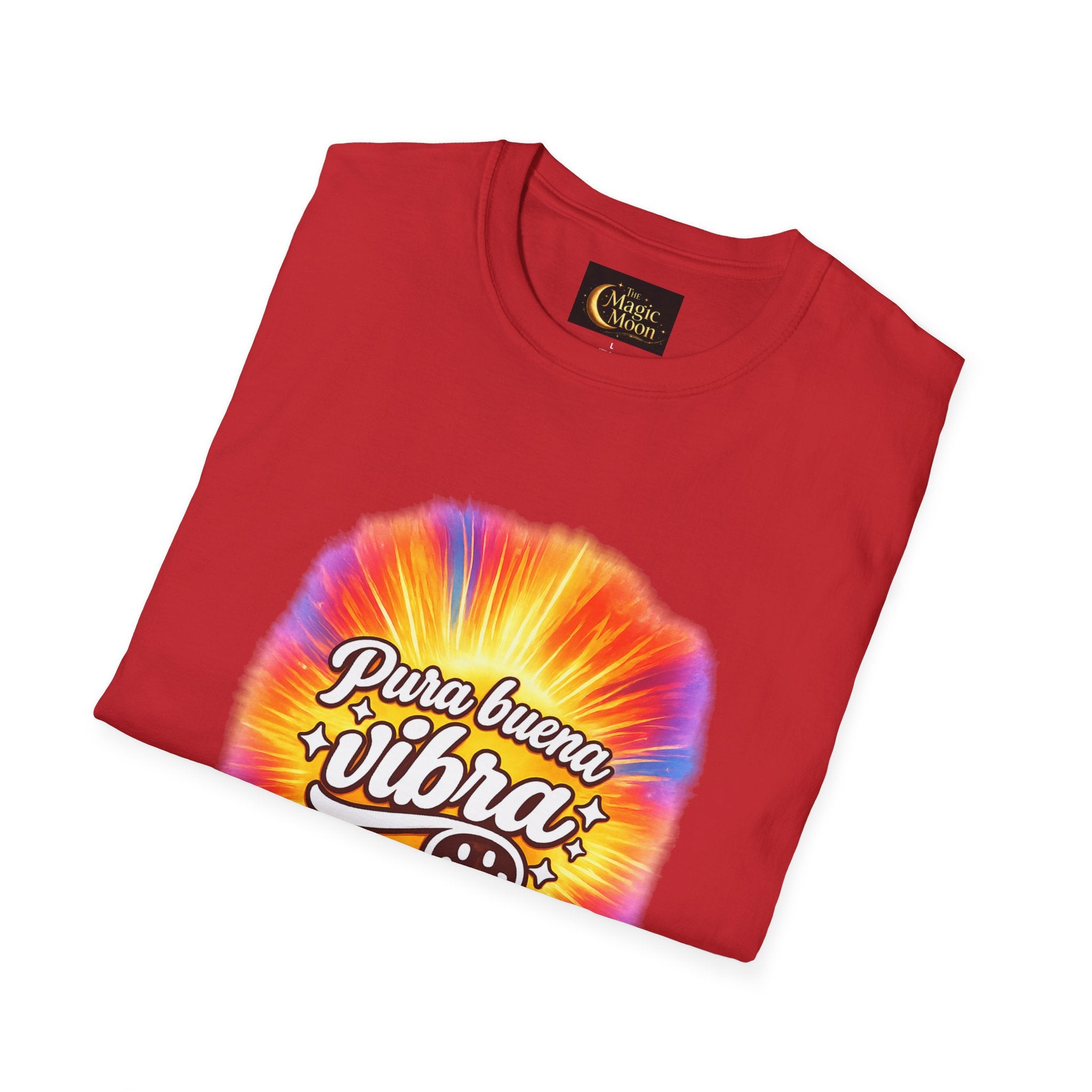 Pura Buena Vibra T-Shirt — Rainbow Tie-Dye Smile Tee