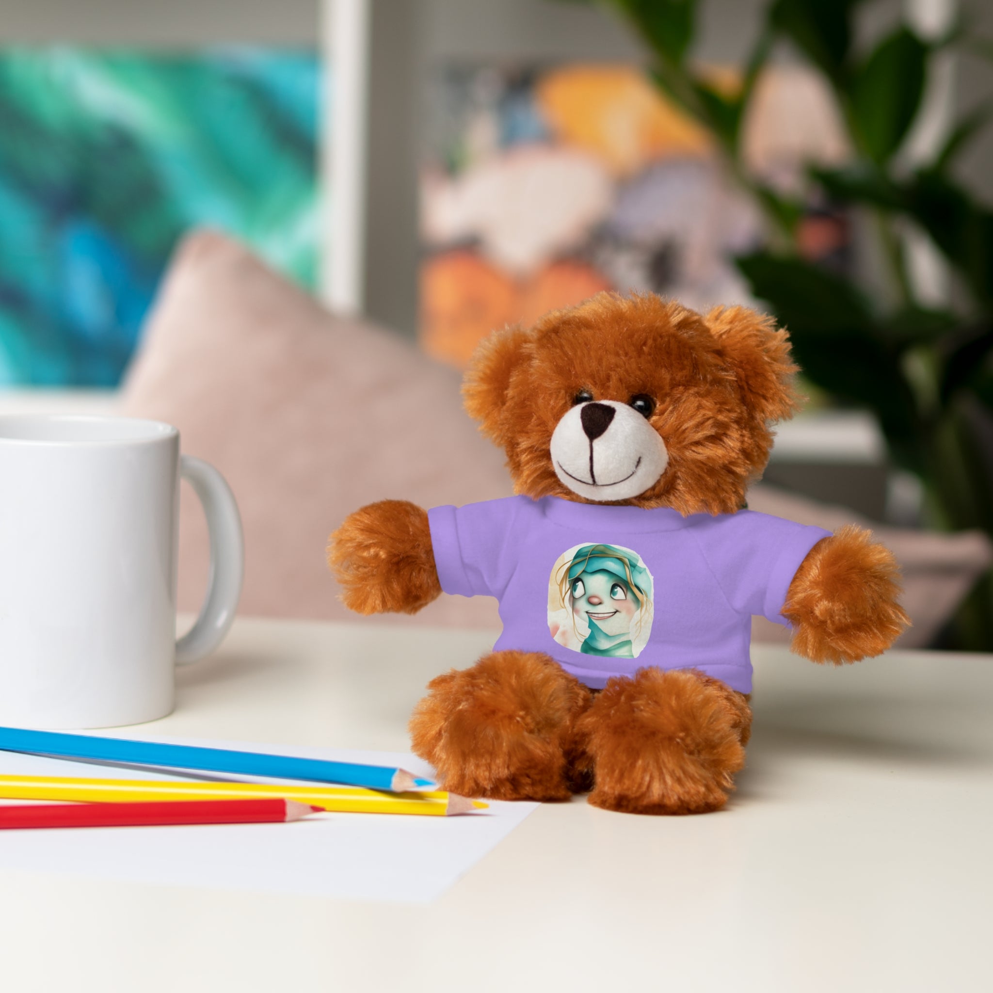 Personalized Plush Bear with Custom Tee — Cute Cartoon Portrait