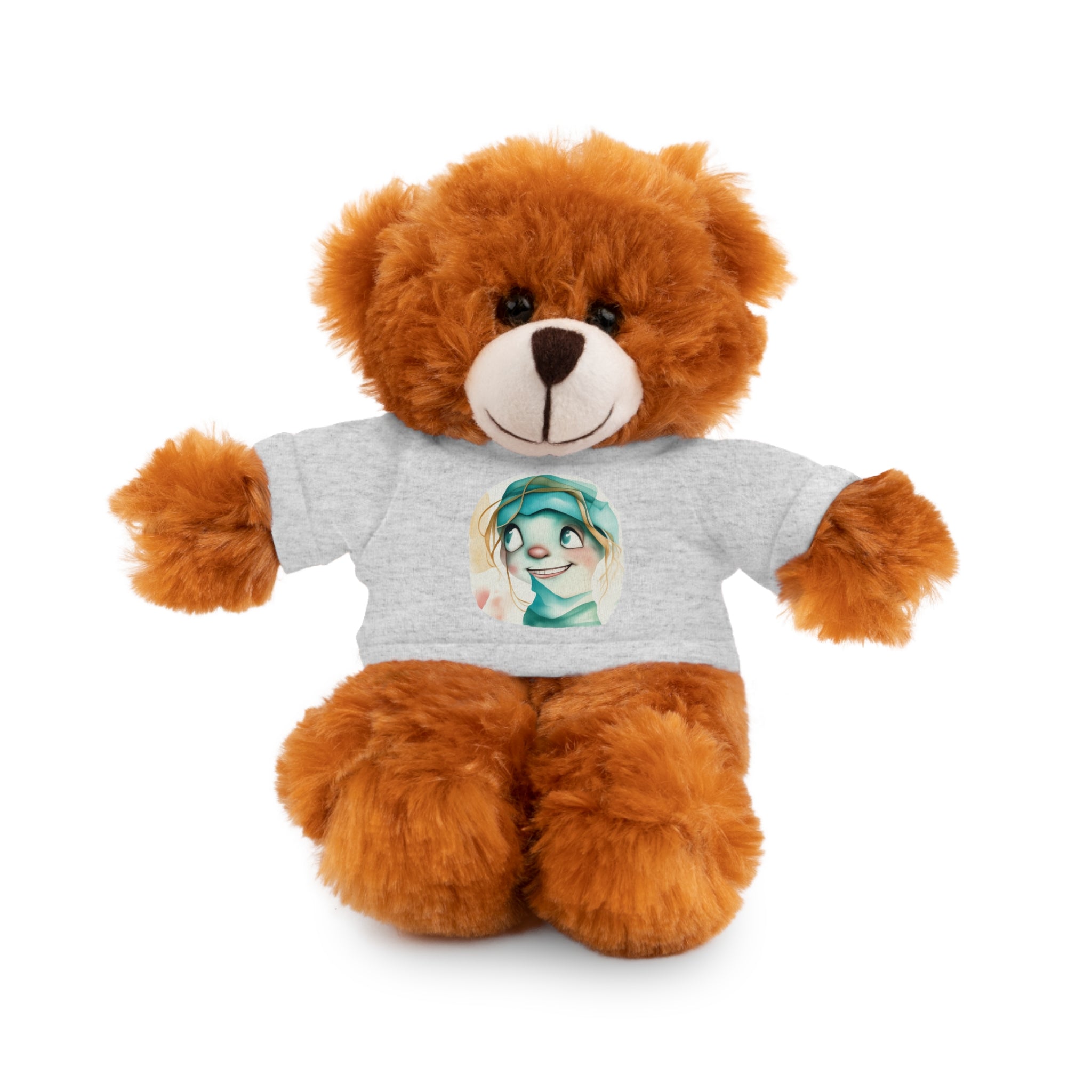 Personalized Plush Bear with Custom Tee — Cute Cartoon Portrait