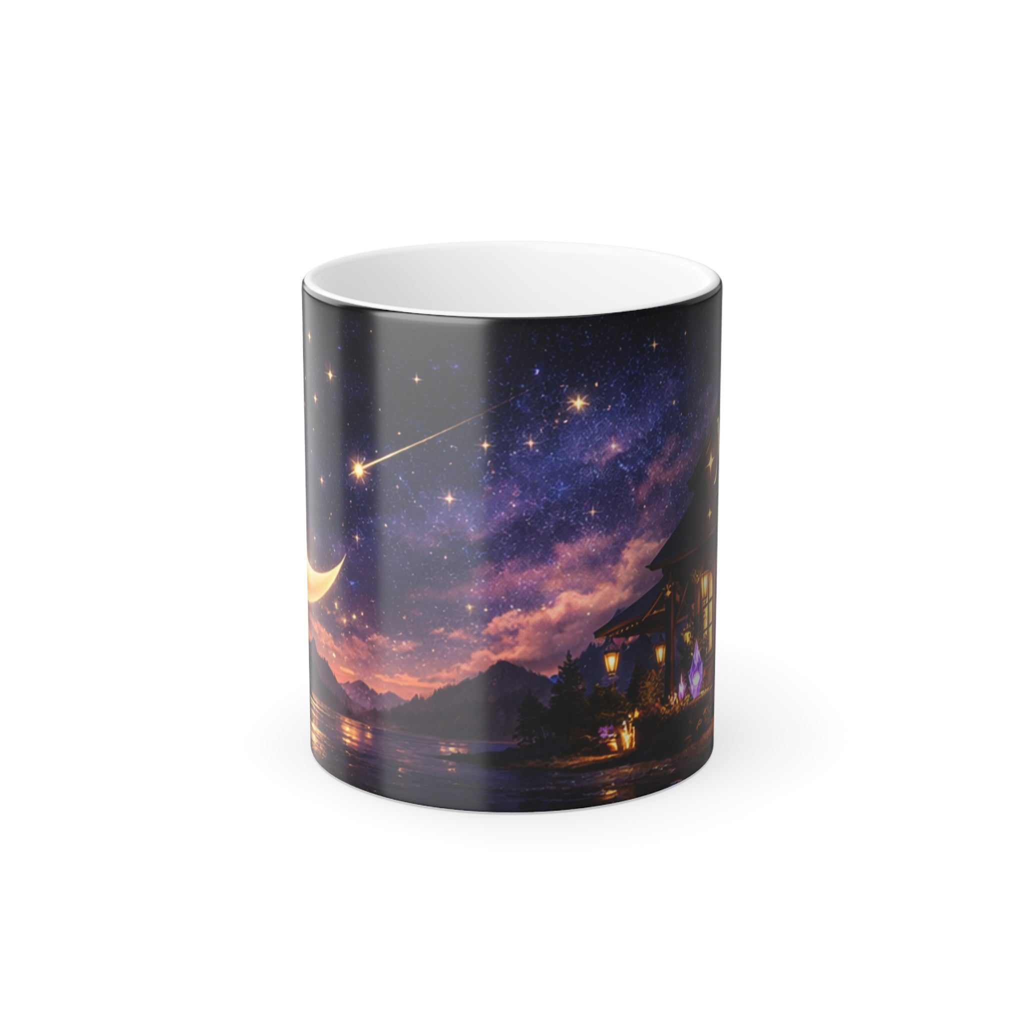 Color Morphing Mug — Magical Moonlit Cottage Nightscape (11 oz)