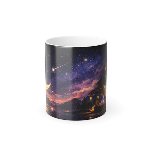 Color Morphing Mug — Magical Moonlit Cottage Nightscape (11 oz)