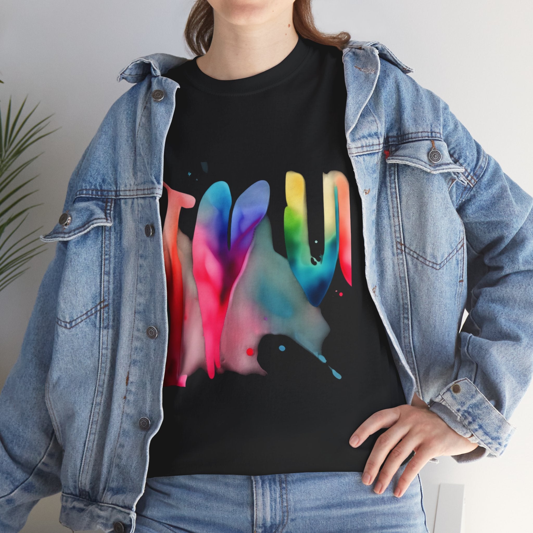 T-Shirt — Watercolor Rainbow Heart Design