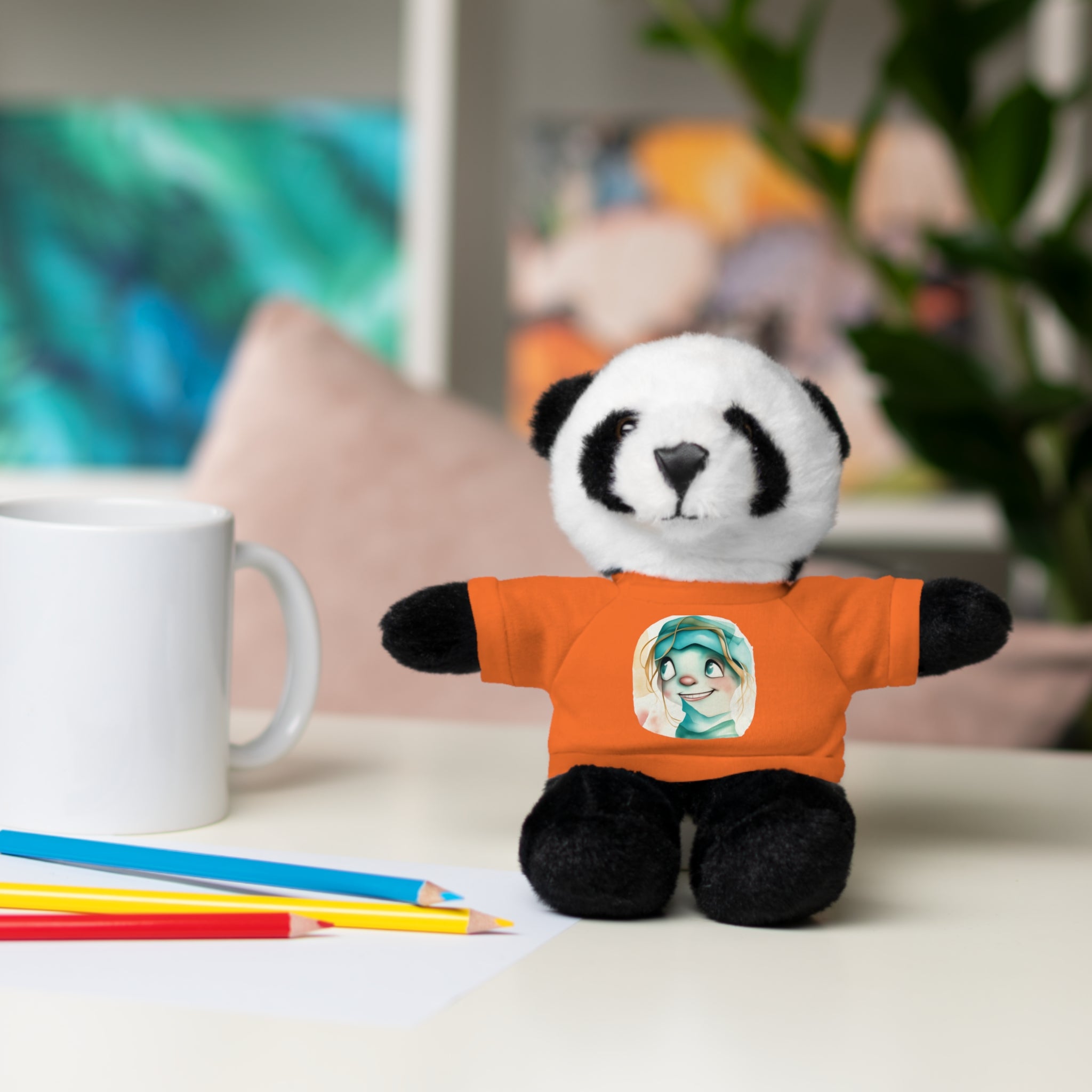 Personalized Plush Bear with Custom Tee — Cute Cartoon Portrait