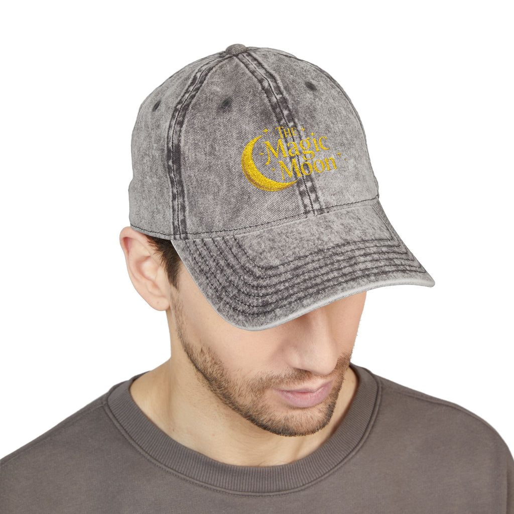 Vintage Embroidered Cap – "The Magic Moon" Distressed Baseball Hat