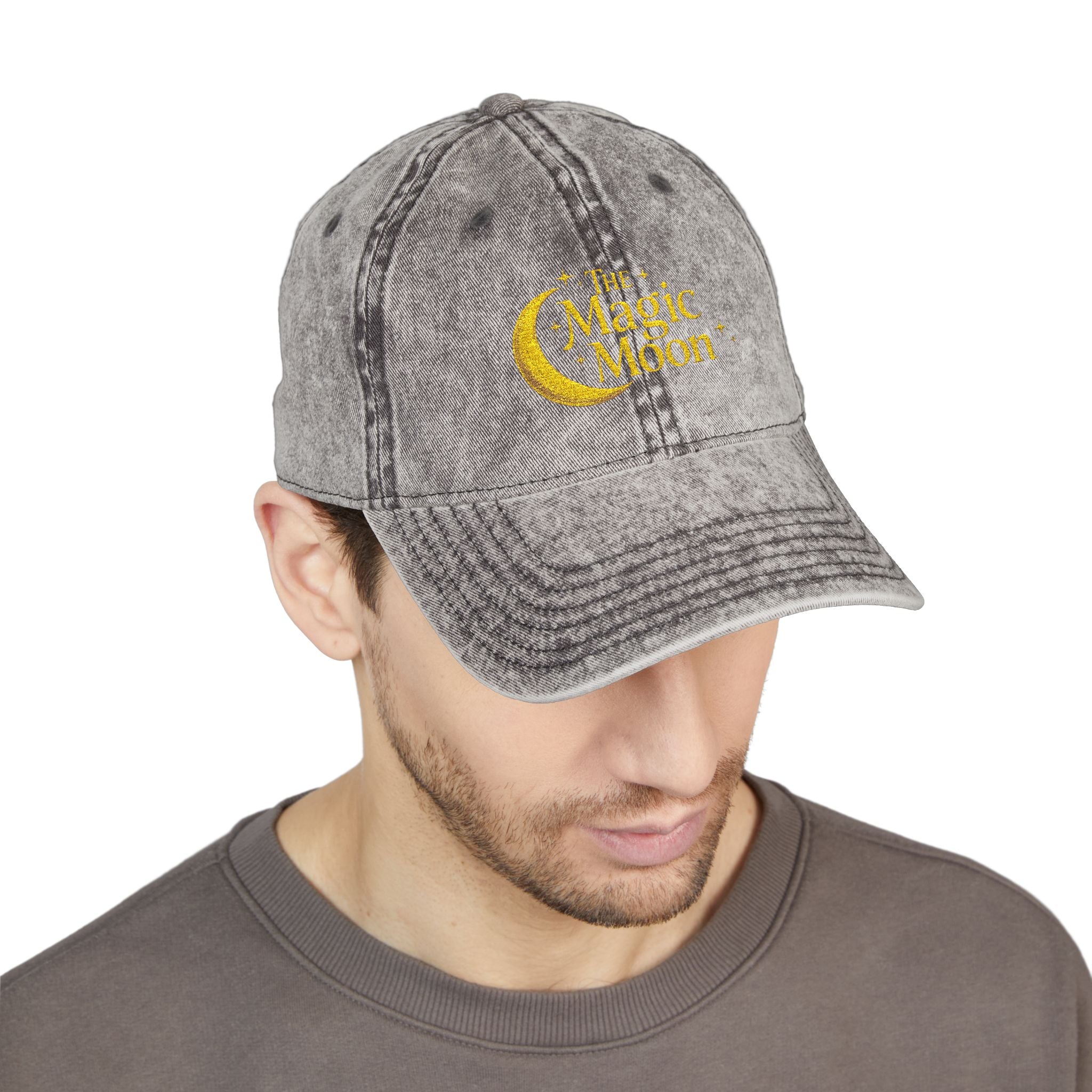 Vintage Embroidered Cap – "The Magic Moon" Distressed Baseball Hat