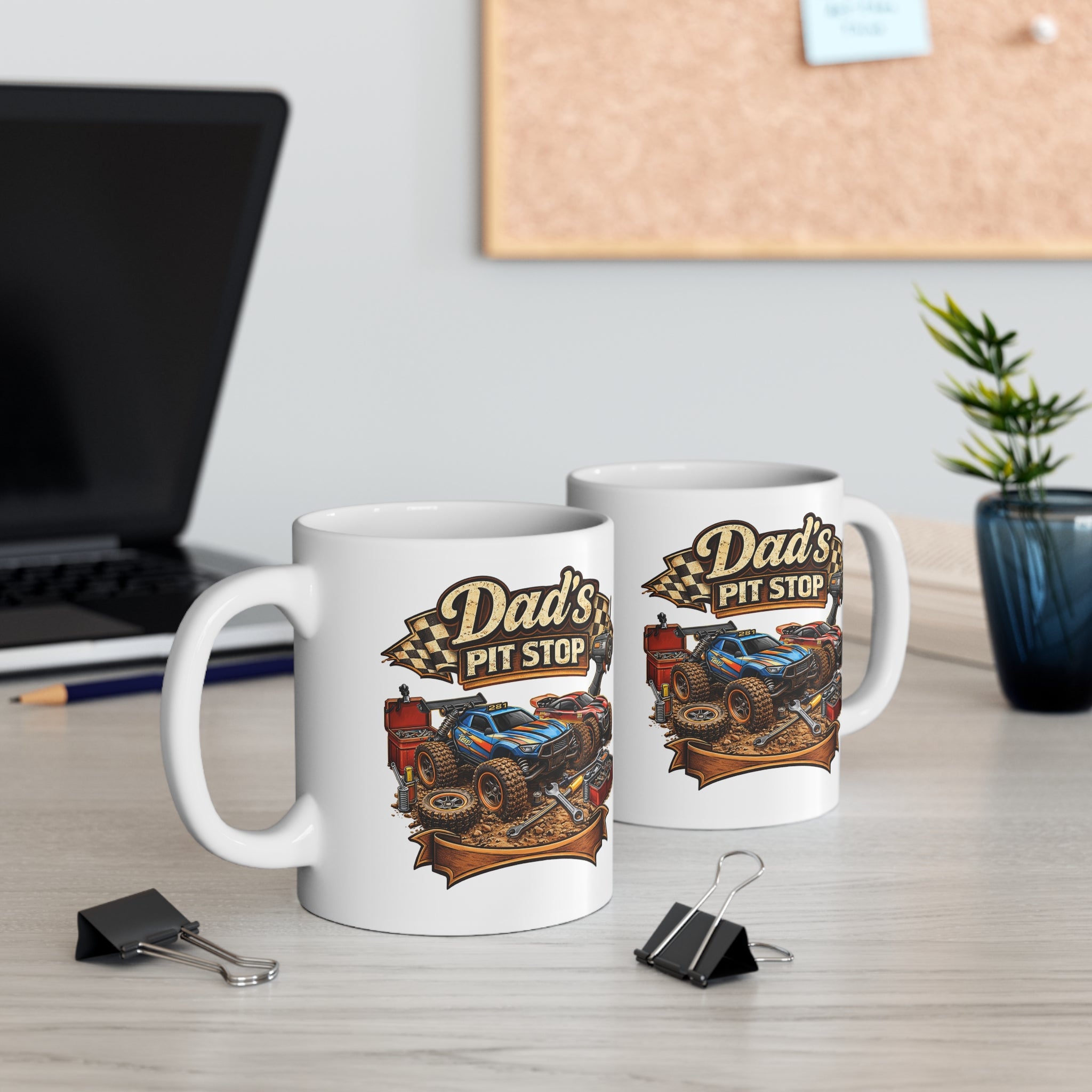 Dad's Pit Stop Mug - 11oz Racing Garage Coffee Cup