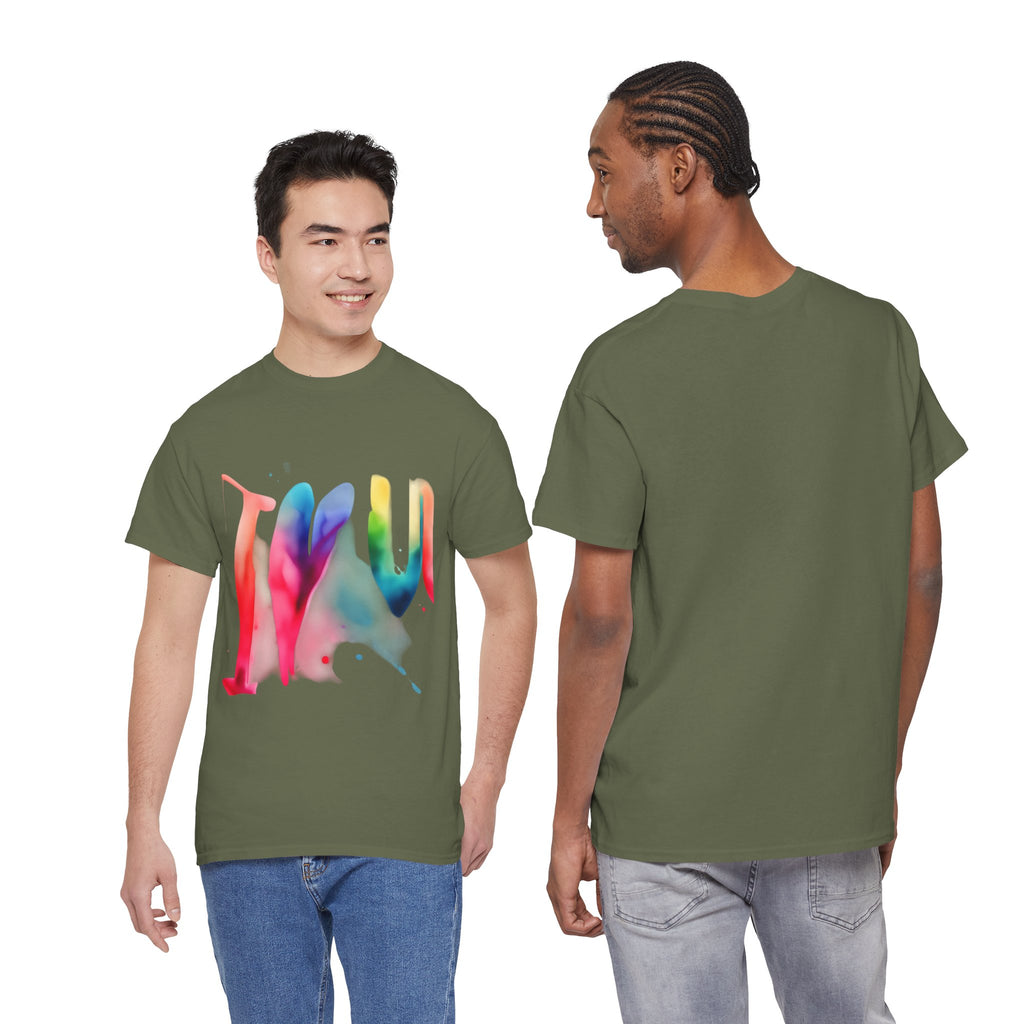 T-Shirt — Watercolor Rainbow Heart Design