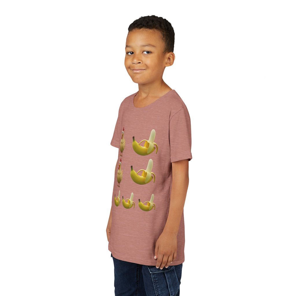 Youth Tee — Funny Chicken and Banana Emoji Pattern Kids T-Shirt
