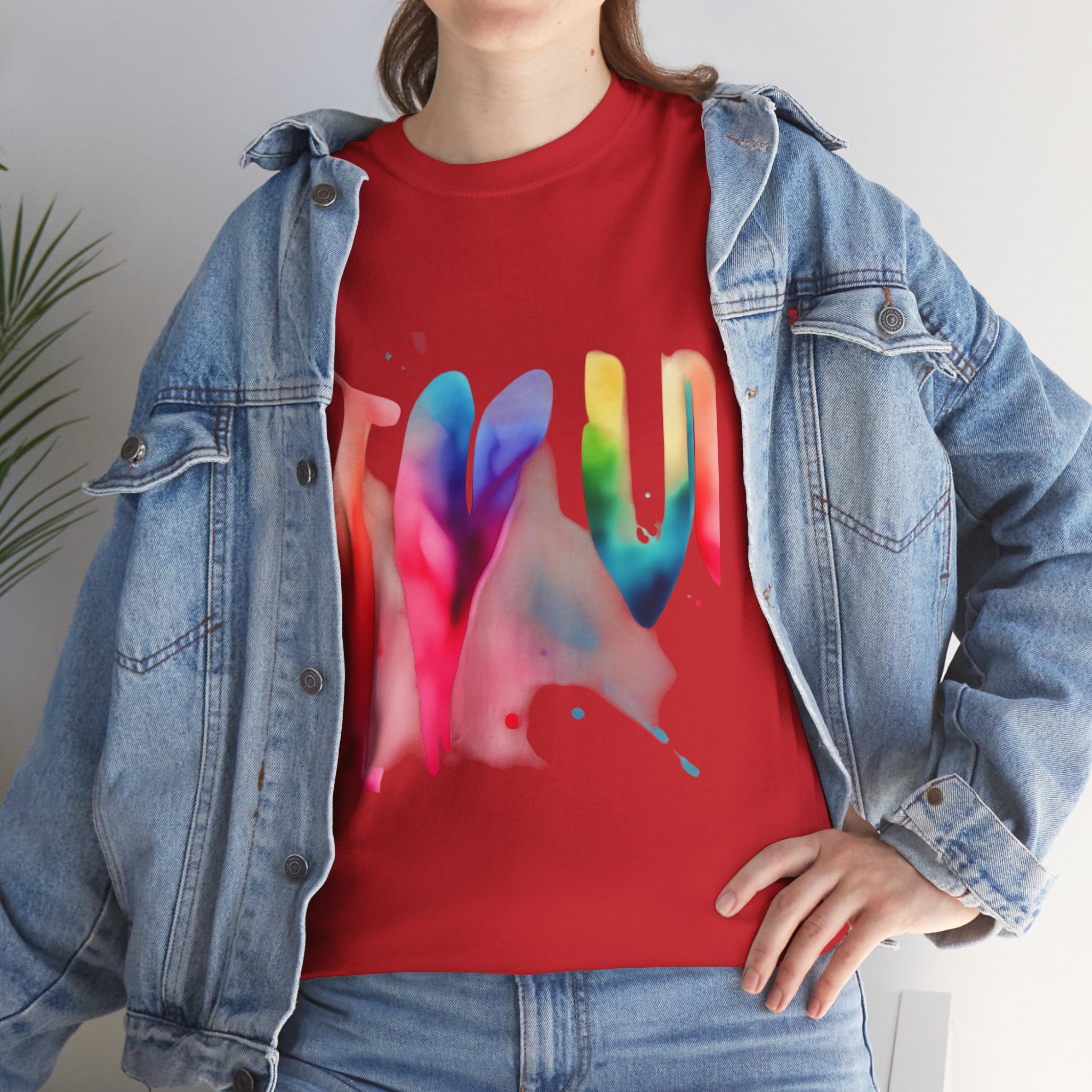 T-Shirt — Watercolor Rainbow Heart Design