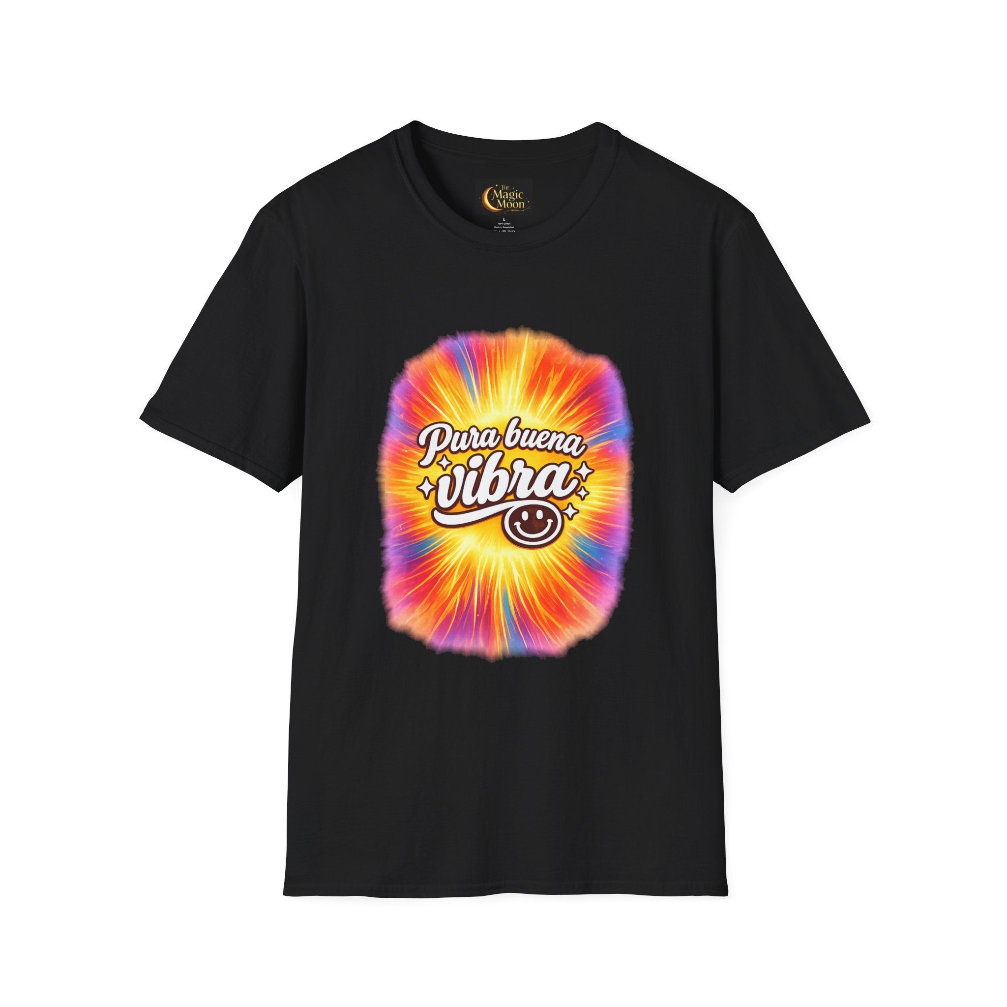 Pura Buena Vibra T-Shirt — Rainbow Tie-Dye Smile Tee