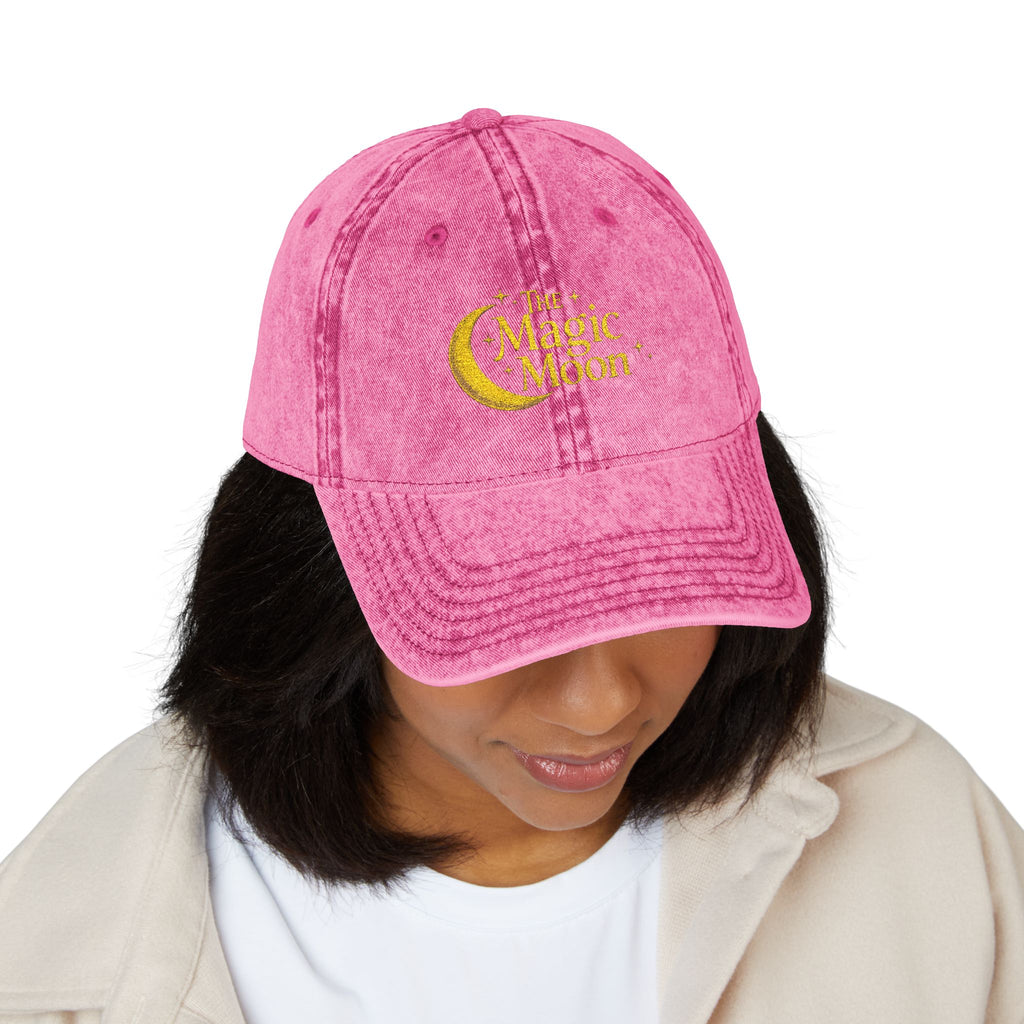 Vintage Embroidered Cap – "The Magic Moon" Distressed Baseball Hat