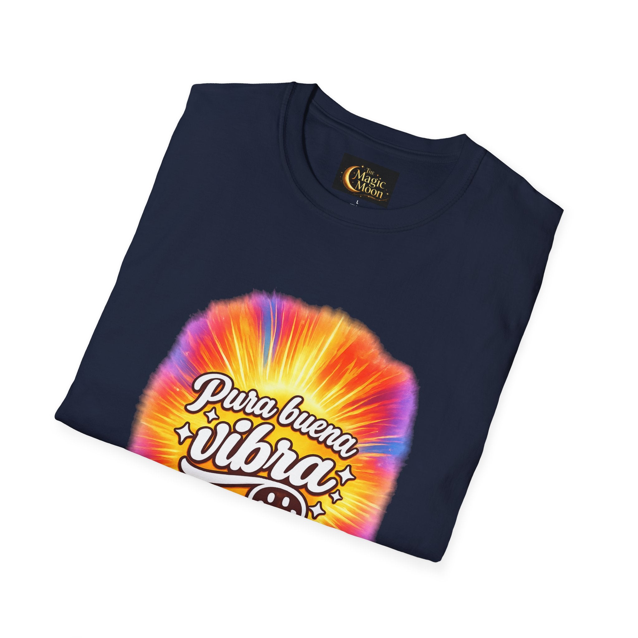 Pura Buena Vibra T-Shirt — Rainbow Tie-Dye Smile Tee